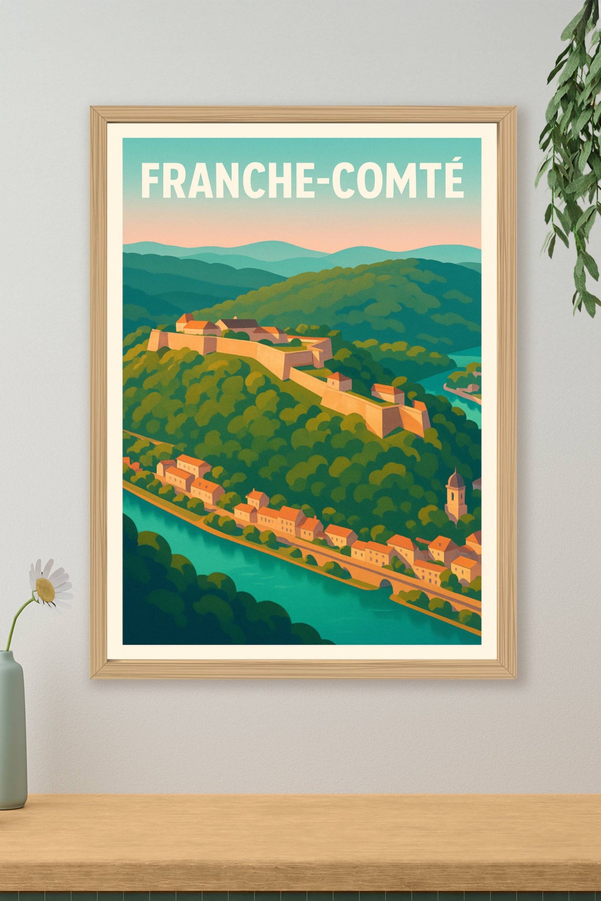 Affiche Franche-Comté — Escapade bucolique au cœur des fortifications · poster d'art de Franche-Comté
