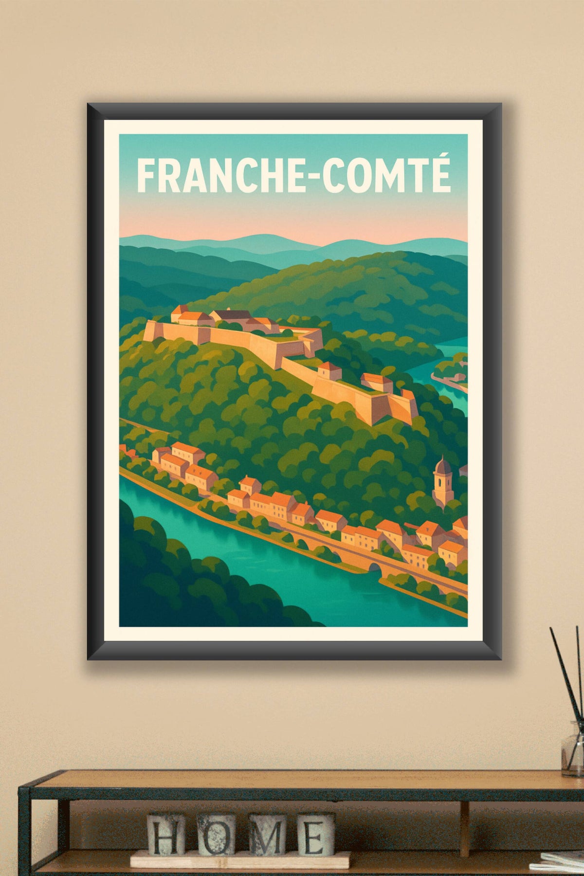 Affiche Franche-Comté — Escapade bucolique au cœur des fortifications · poster d'art de Franche-Comté