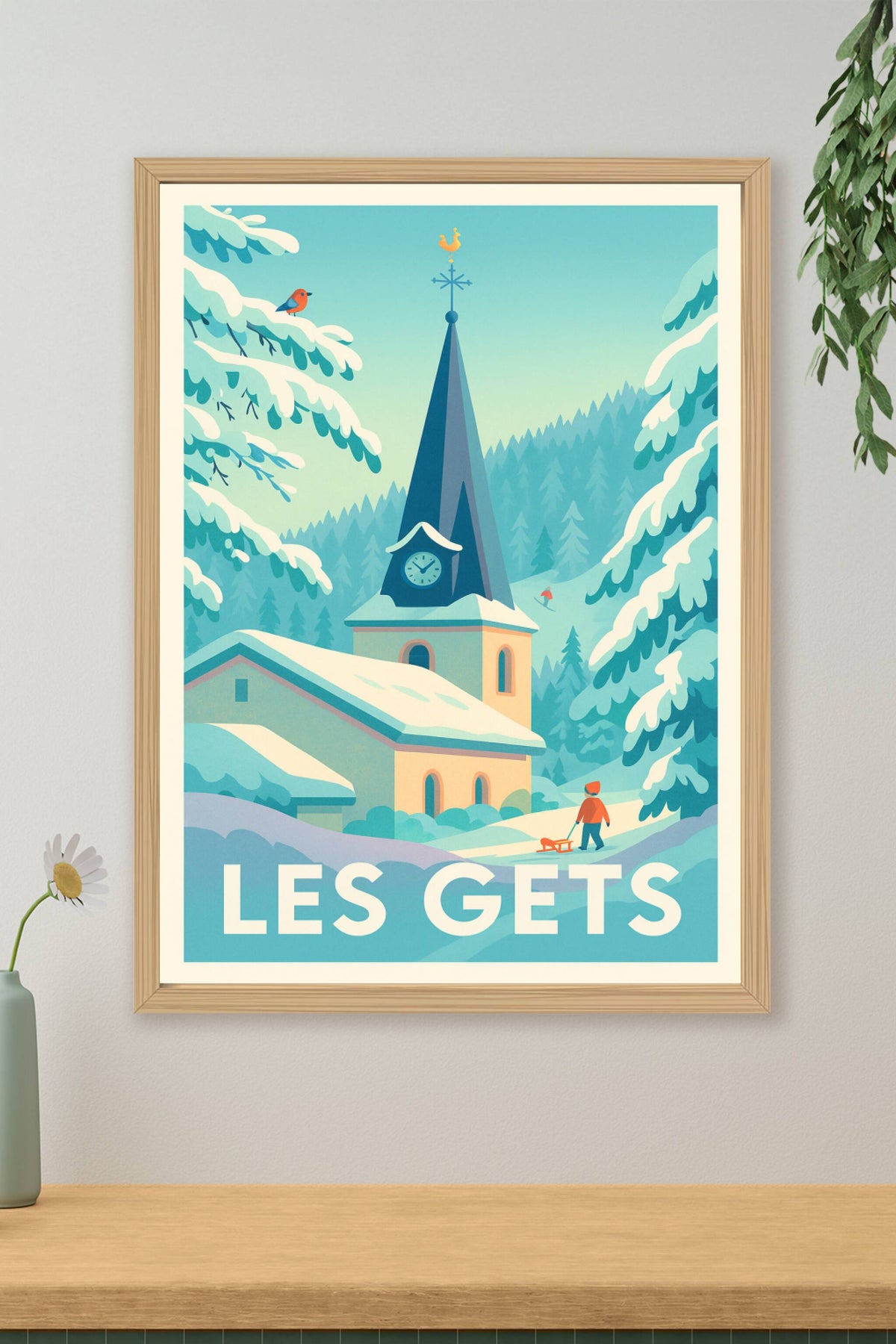 Affiche Les Gets — Charme hivernal et douceur montagnarde · poster d'art de Les Gets