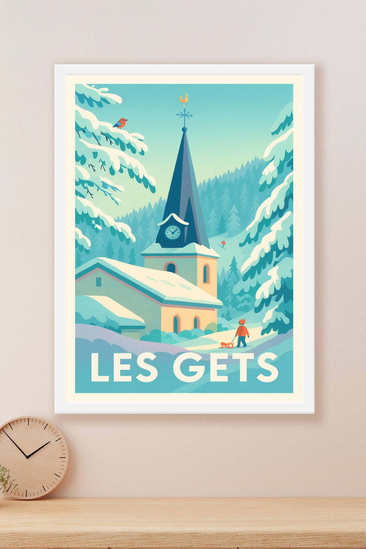 Affiche Les Gets — Charme hivernal et douceur montagnarde · poster d'art de Les Gets
