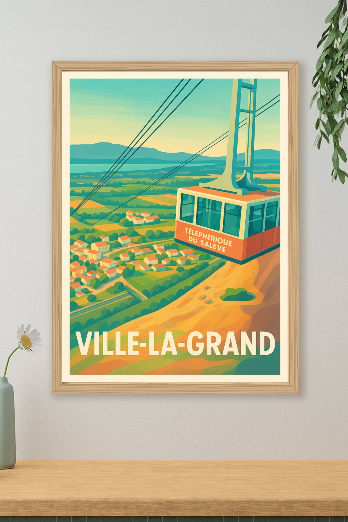 Affiche Ville-la-Grand — La magie du Téléphérique du Salève · poster d'art de Ville-la-Grand