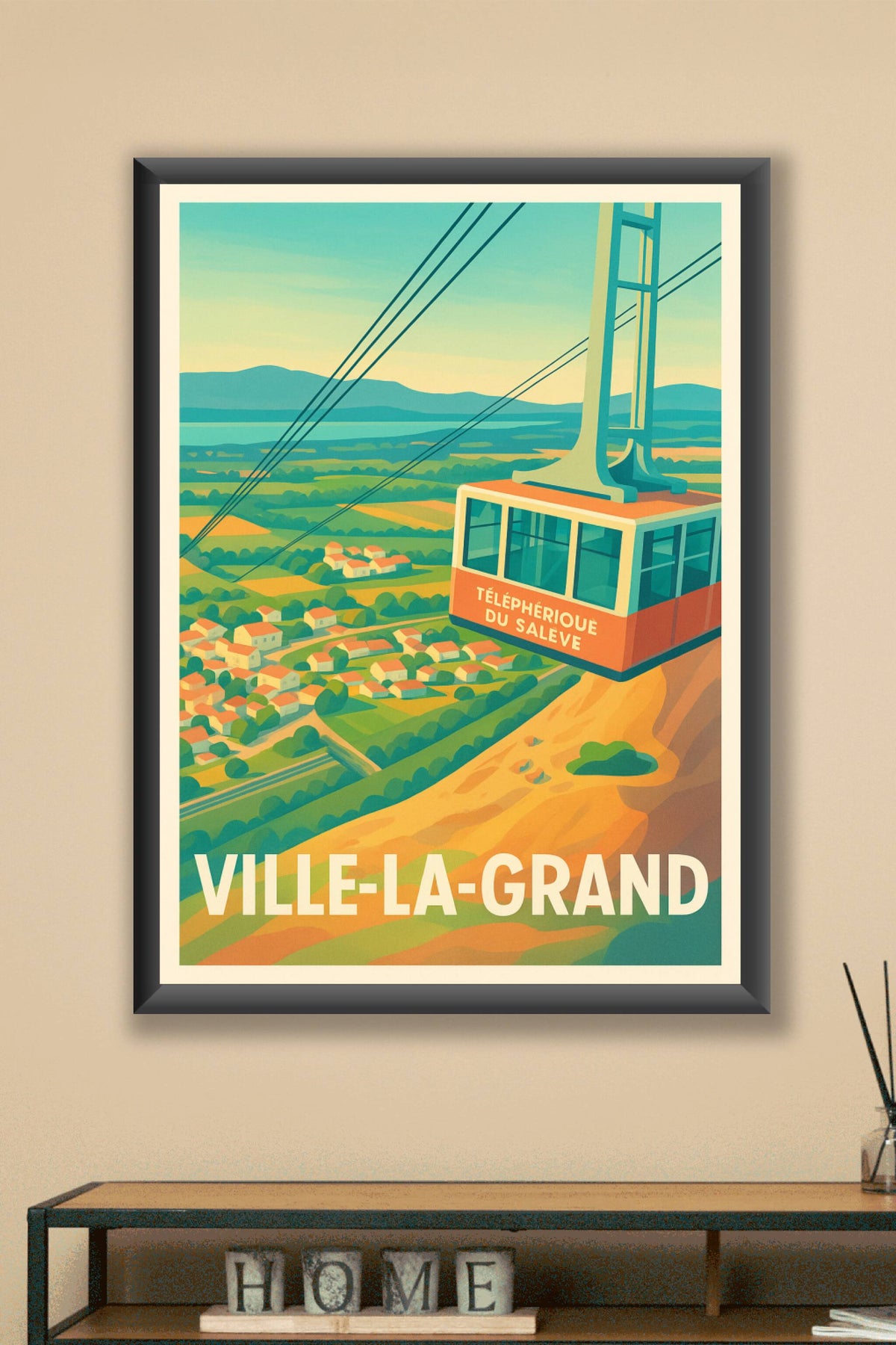 Affiche Ville-la-Grand — La magie du Téléphérique du Salève · poster d'art de Ville-la-Grand