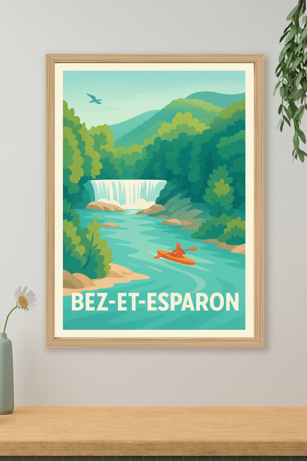 Affiche Bez-et-Esparon — Nature et aventures en eaux vives · poster d'art de Bez-et-Esparon