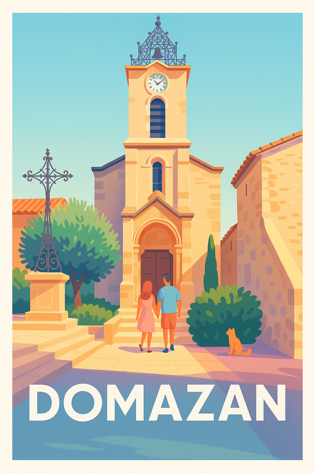 Affiche Domazan — Charme et sérénité au cœur du village · poster d'art de Domazan