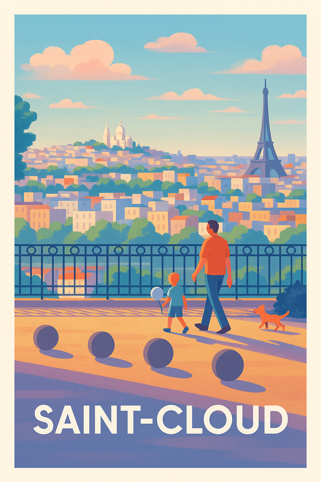 Affiche Saint-Cloud — Promenade avec vue sur Paris · poster d'art de Saint-Cloud