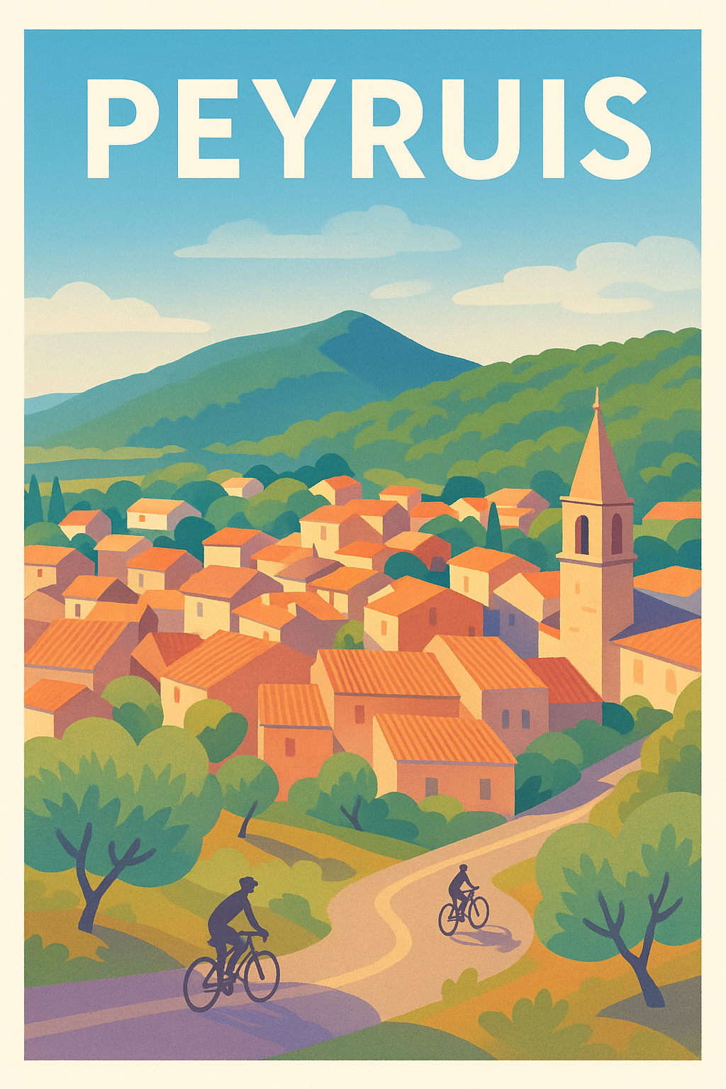 Affiche de Peyruis - La douceur provençale à vélo