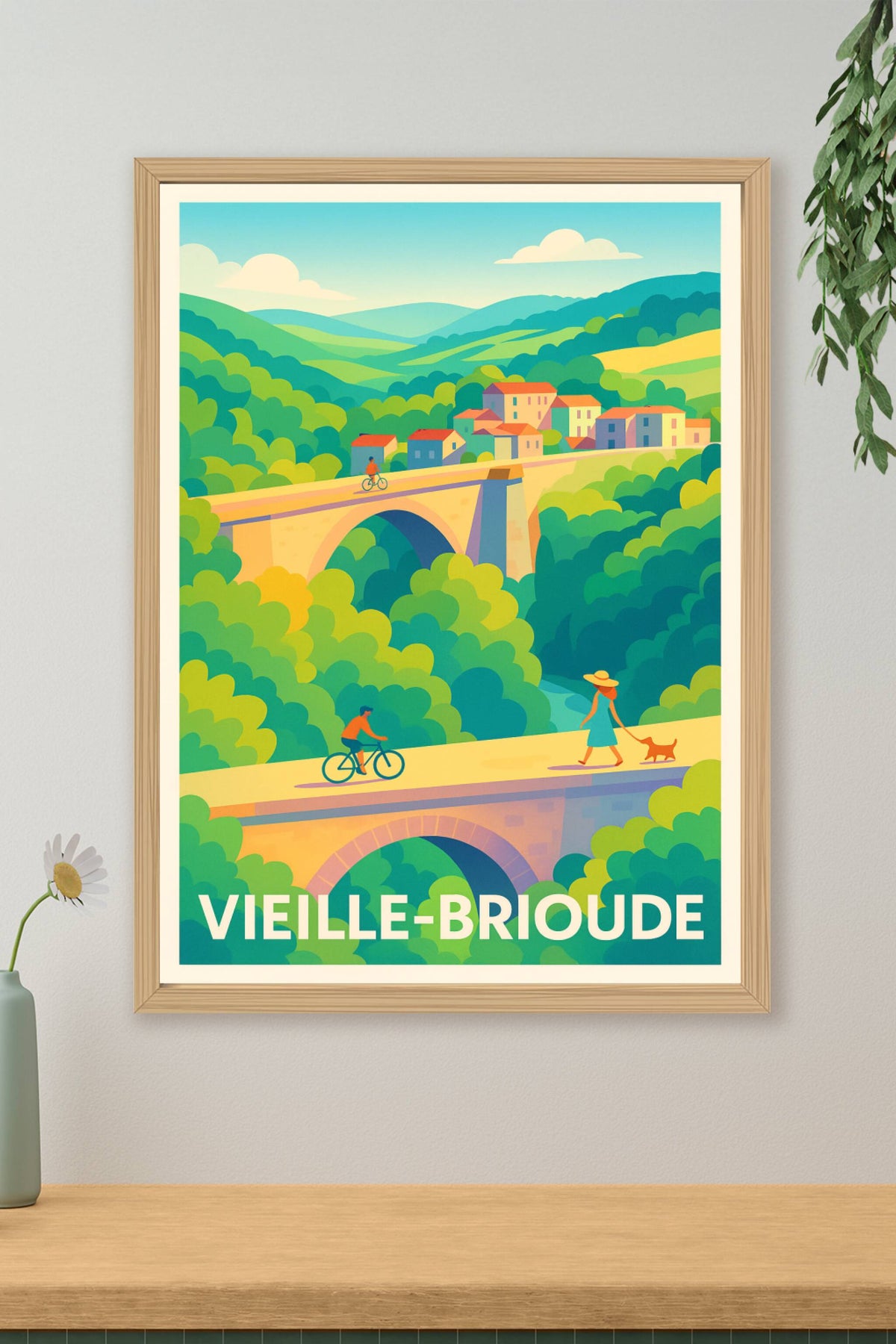 Affiche Vieille-Brioude — L'évasion bucolique en Auvergne · poster d'art de Vieille-Brioude