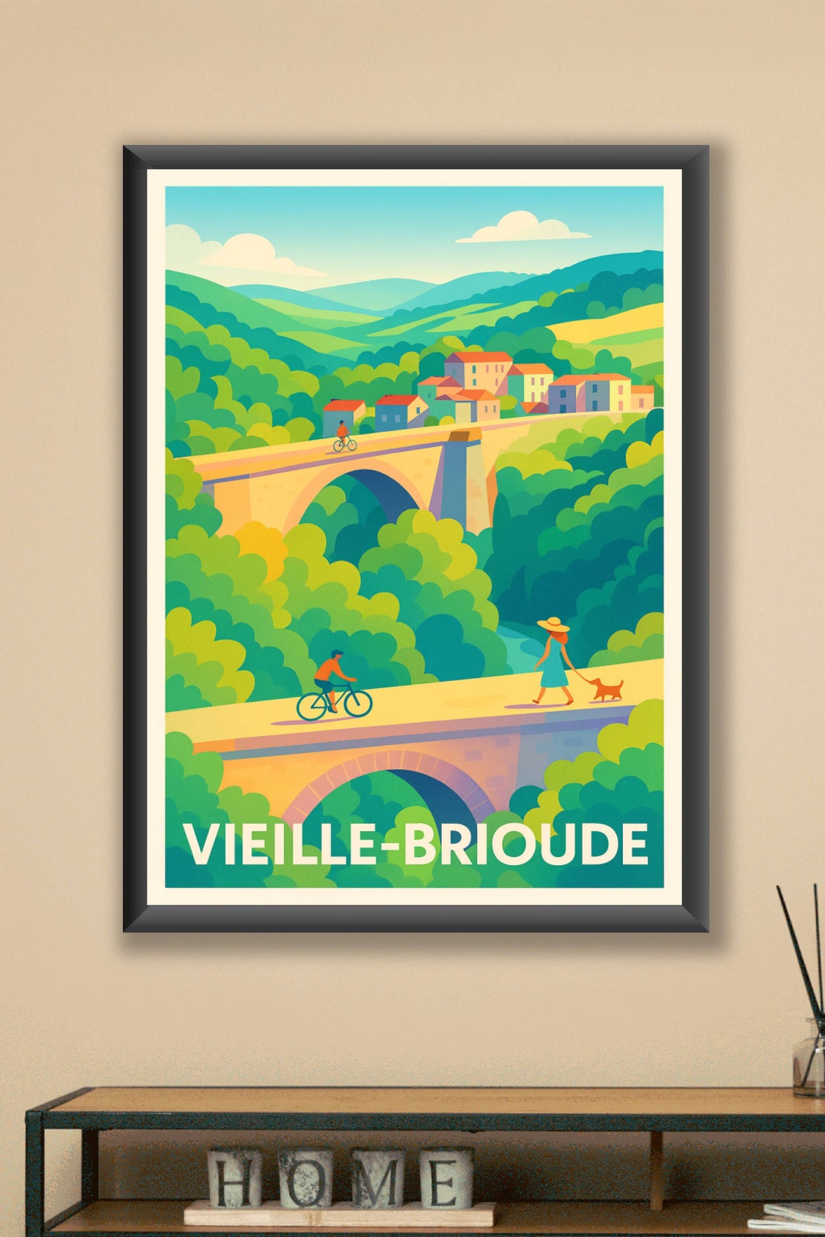 Affiche Vieille-Brioude — L'évasion bucolique en Auvergne · poster d'art de Vieille-Brioude