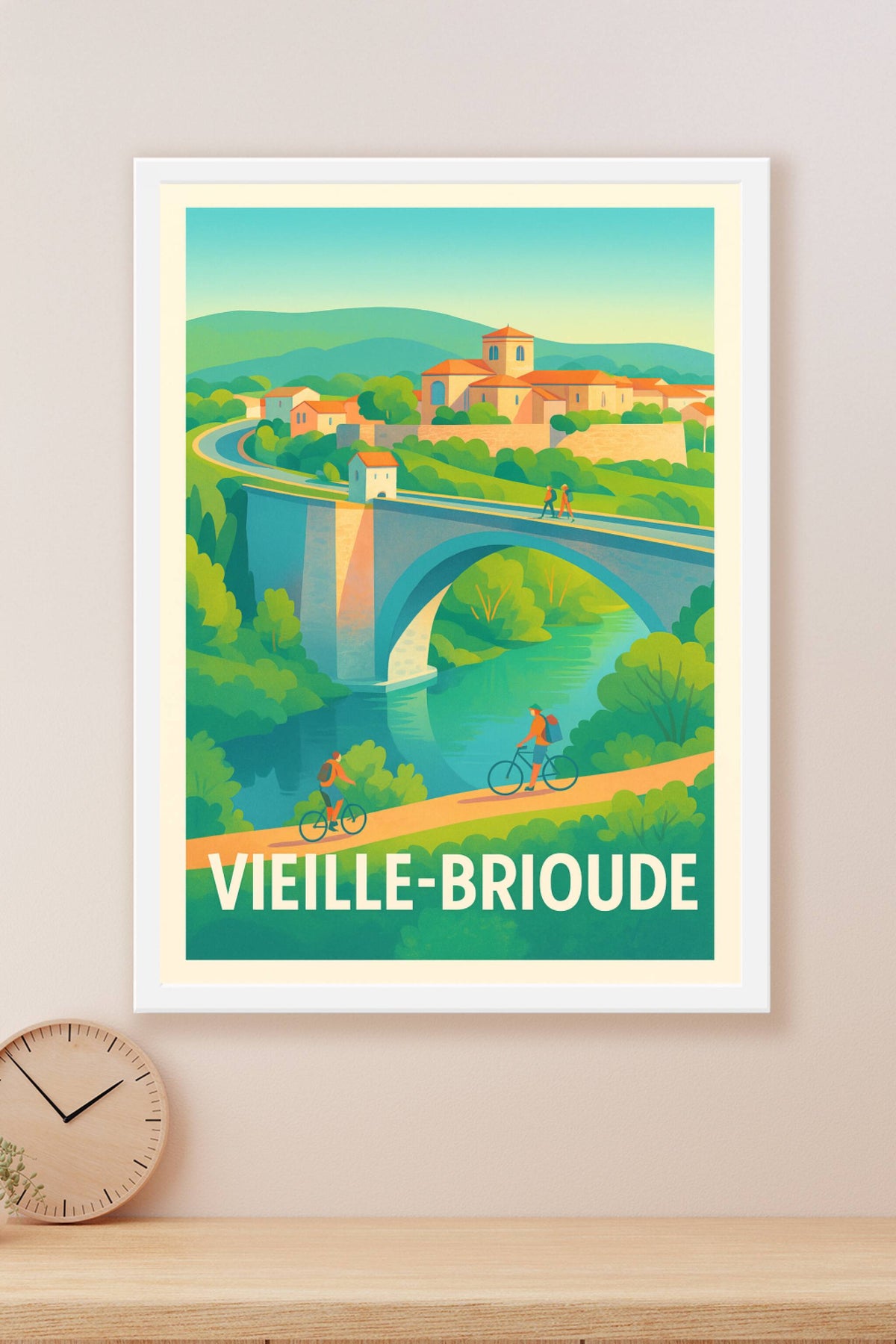 Affiche Vieille-Brioude — Charme et nature au fil de l'eau · poster d'art de Vieille-Brioude