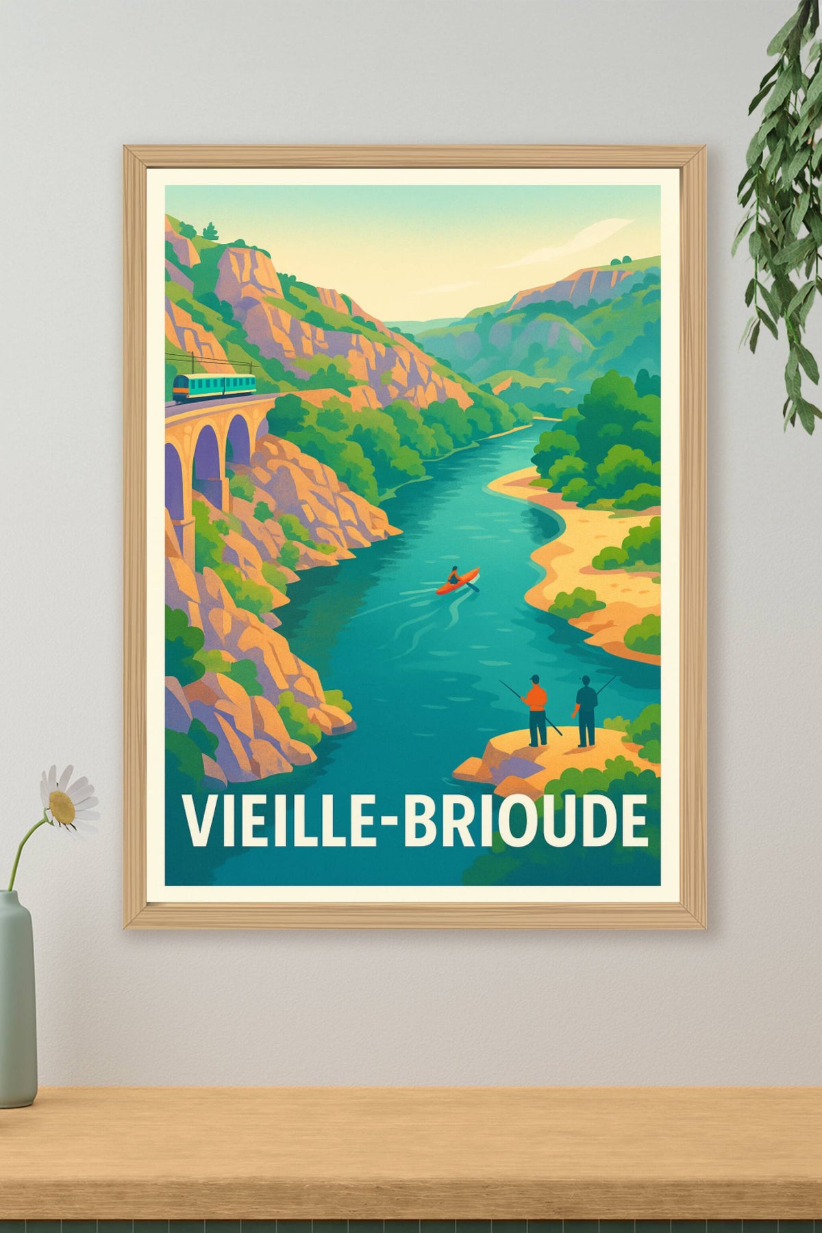 Affiche Vieille-Brioude — Évasion et nature au fil de l'eau · poster d'art de Vieille-Brioude
