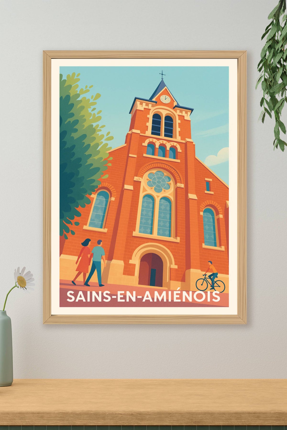 Affiche Sains-en-Amiénois — Découvrez le charme authentique · poster d'art de Sains-en-Amiénois