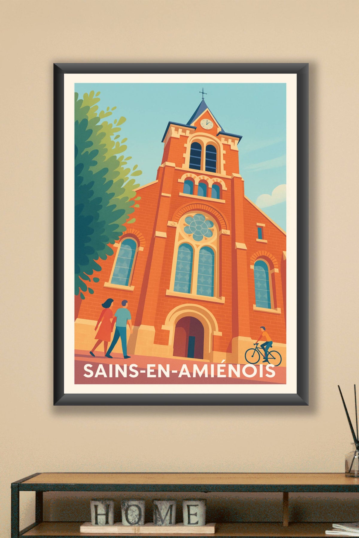 Affiche Sains-en-Amiénois — Découvrez le charme authentique · poster d'art de Sains-en-Amiénois
