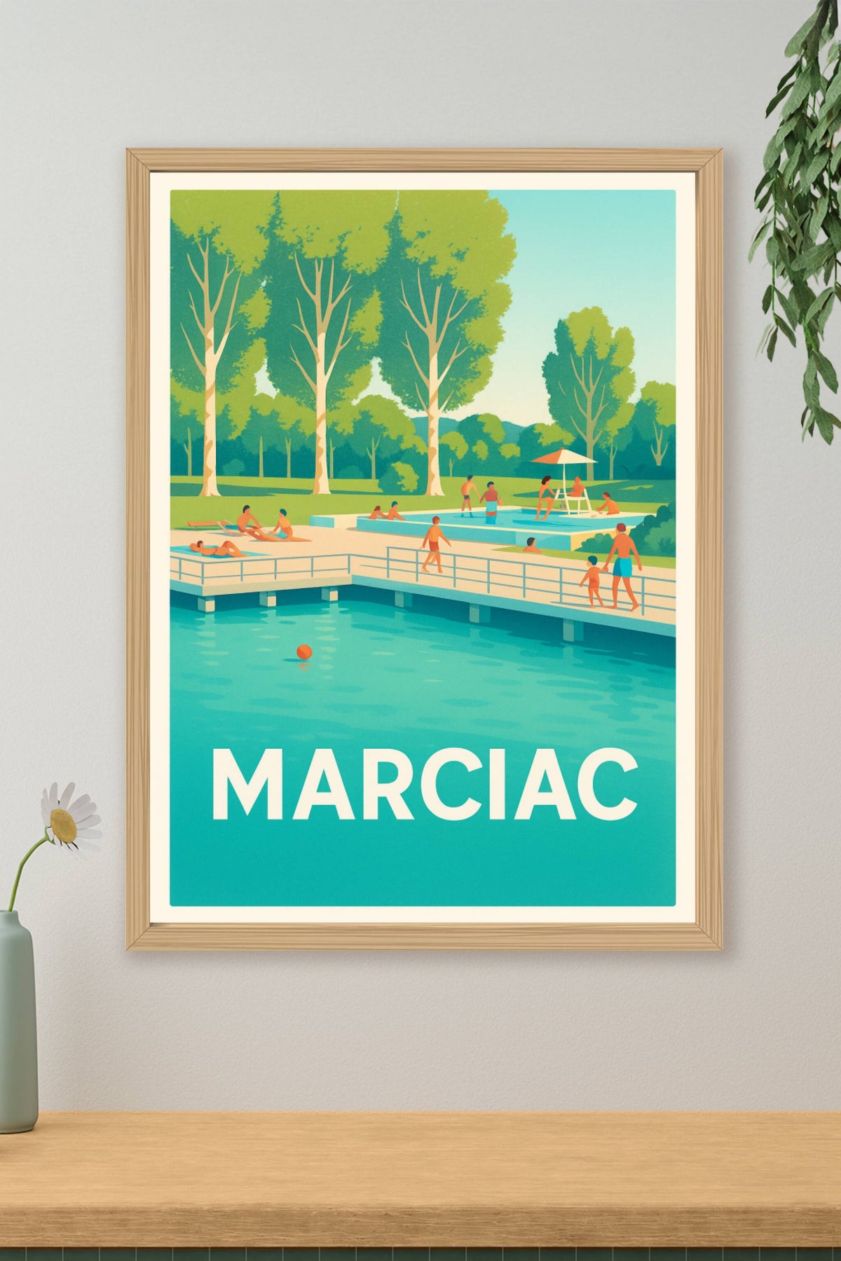 Affiche Marciac — Escapade estivale au bord de l'eau · poster d'art de Marciac