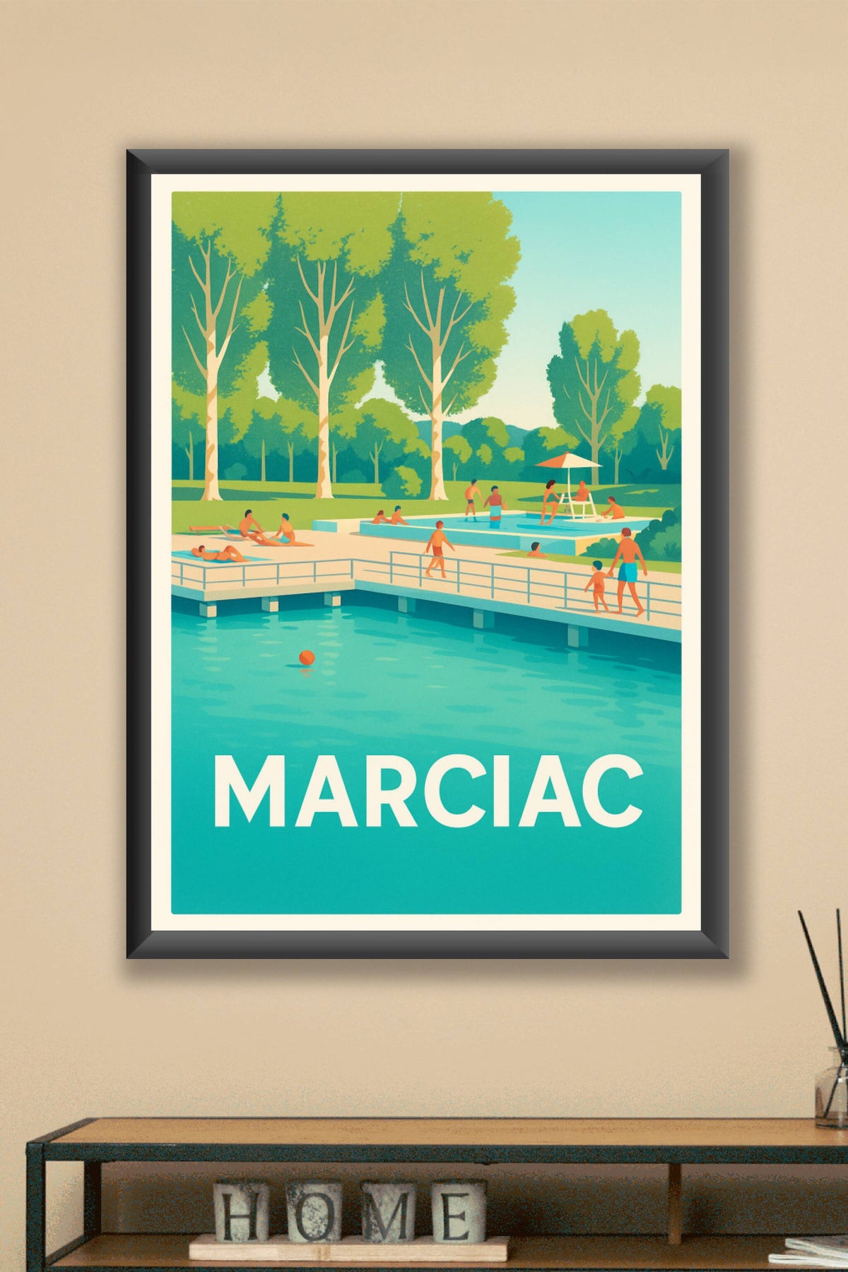 Affiche Marciac — Escapade estivale au bord de l'eau · poster d'art de Marciac