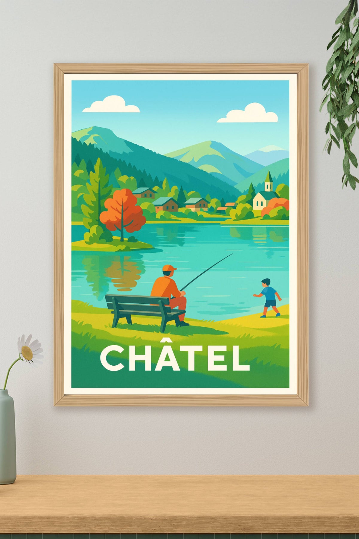 Affiche Châtel — Sérénité au bord du lac · poster d'art de Châtel