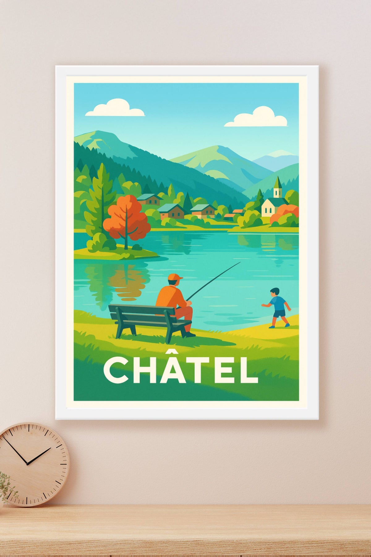 Affiche Châtel — Sérénité au bord du lac · poster d'art de Châtel