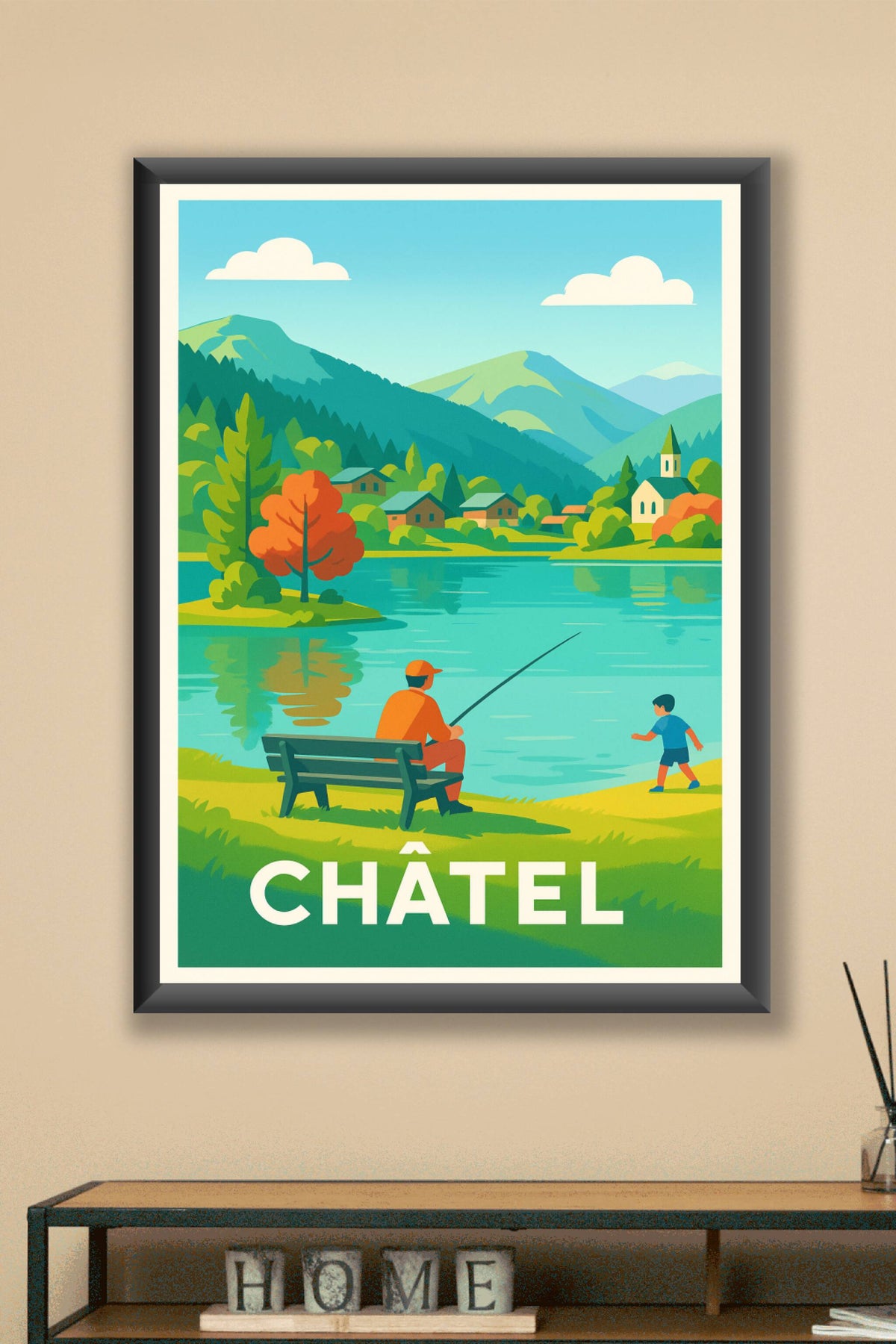 Affiche Châtel — Sérénité au bord du lac · poster d'art de Châtel