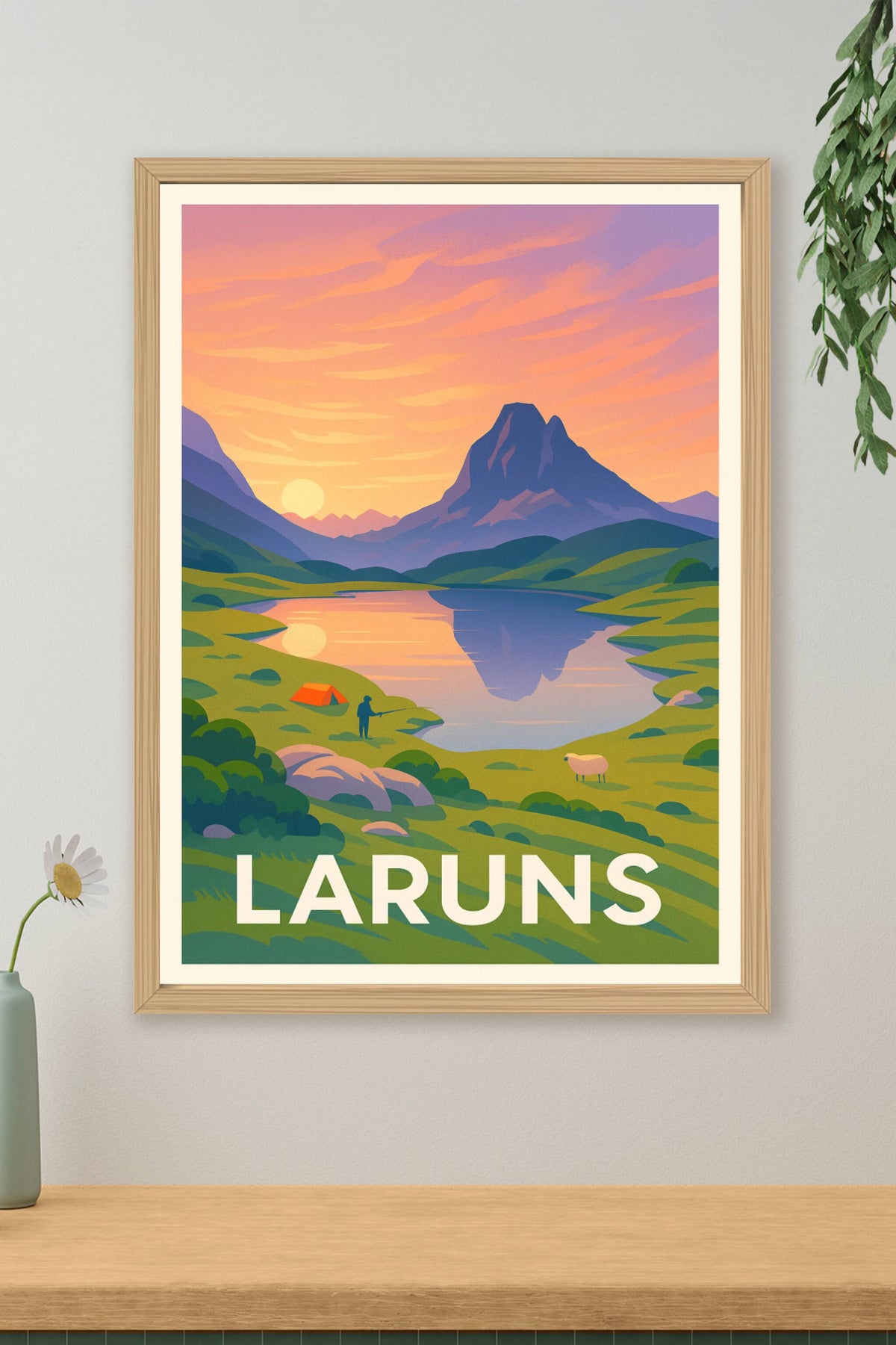 Affiche Laruns — Tranquillité au cœur des Pyrénées · poster d'art de Laruns