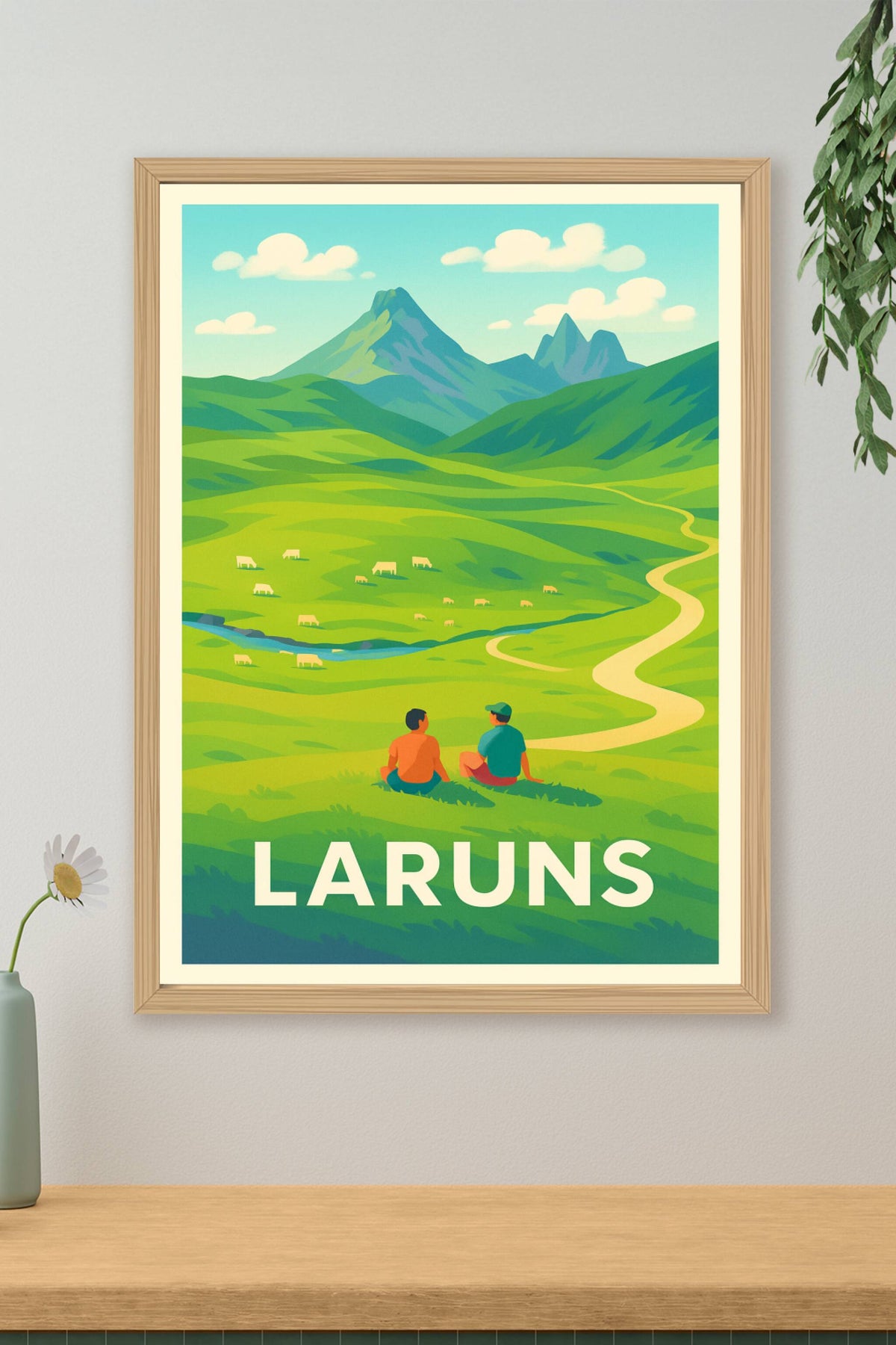 Affiche Laruns — Tranquillité et nature en vallée pyrénéenne · poster d'art de Laruns