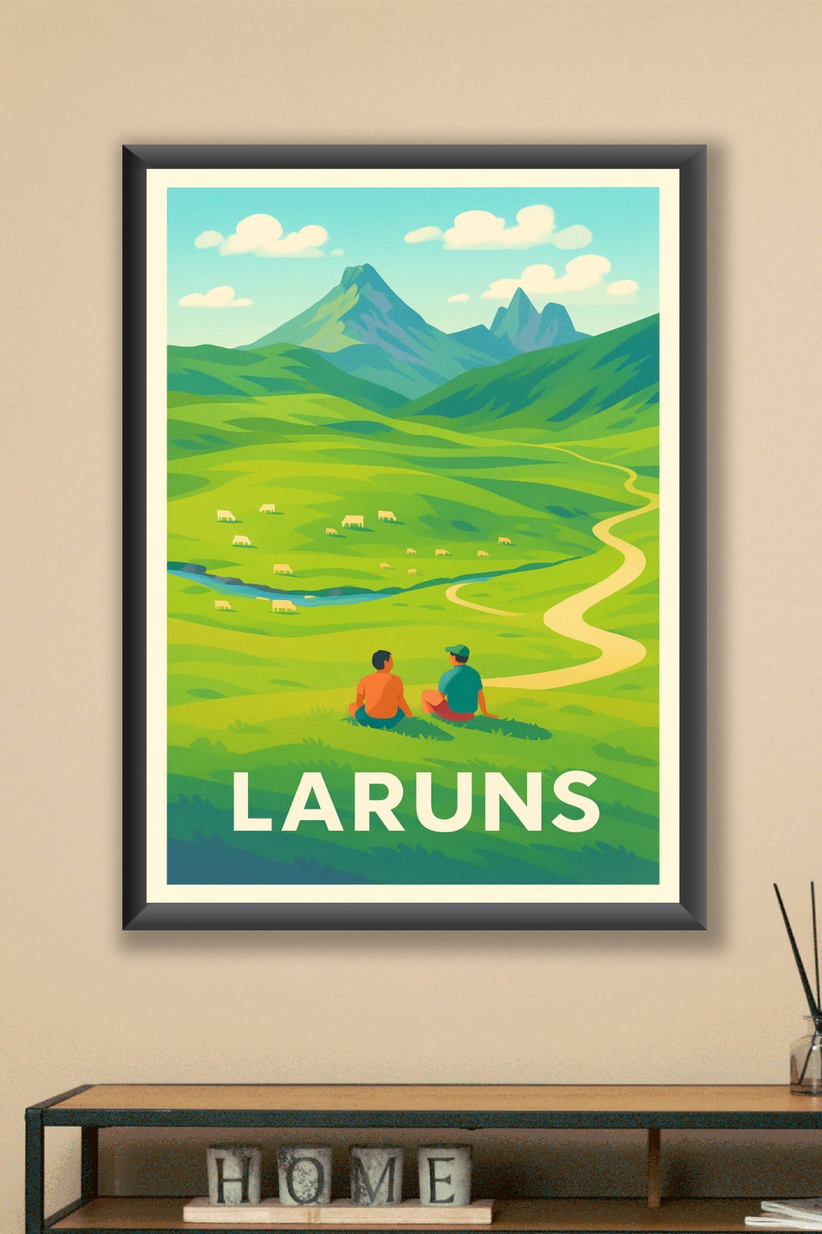Affiche Laruns — Tranquillité et nature en vallée pyrénéenne · poster d'art de Laruns