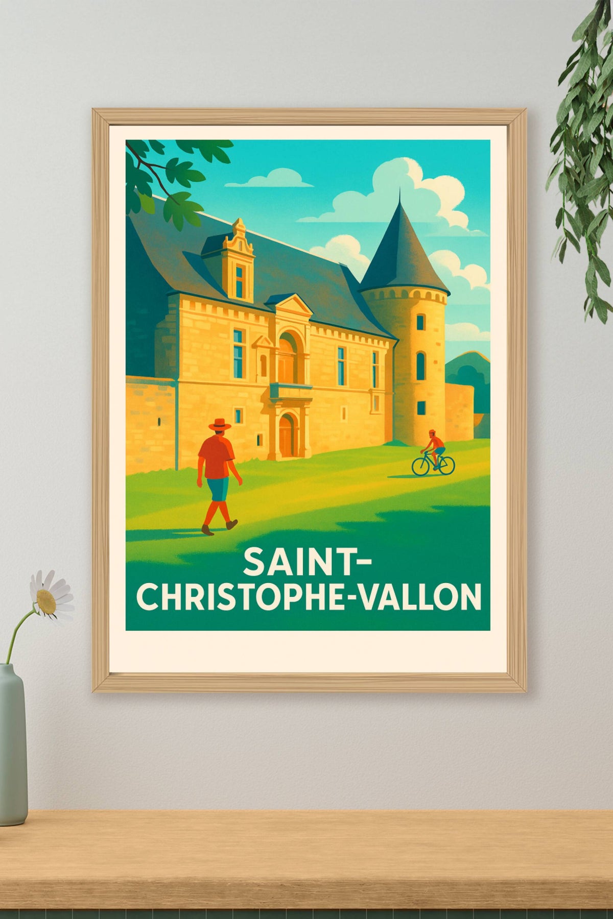 Affiche Saint-Christophe-Vallon — Charme et balade au château · poster d'art de Saint-Christophe-Vallon
