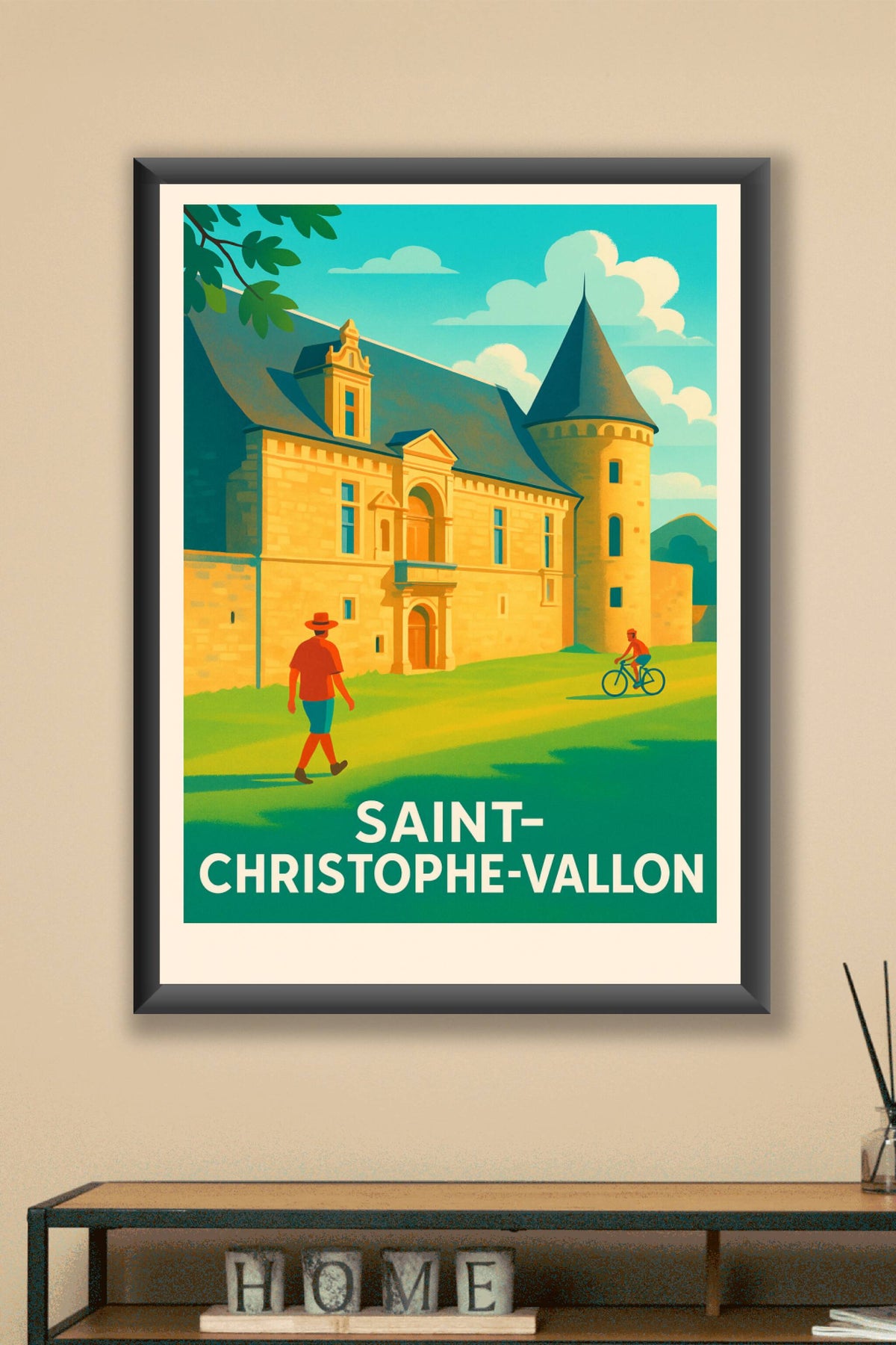 Affiche Saint-Christophe-Vallon — Charme et balade au château · poster d'art de Saint-Christophe-Vallon