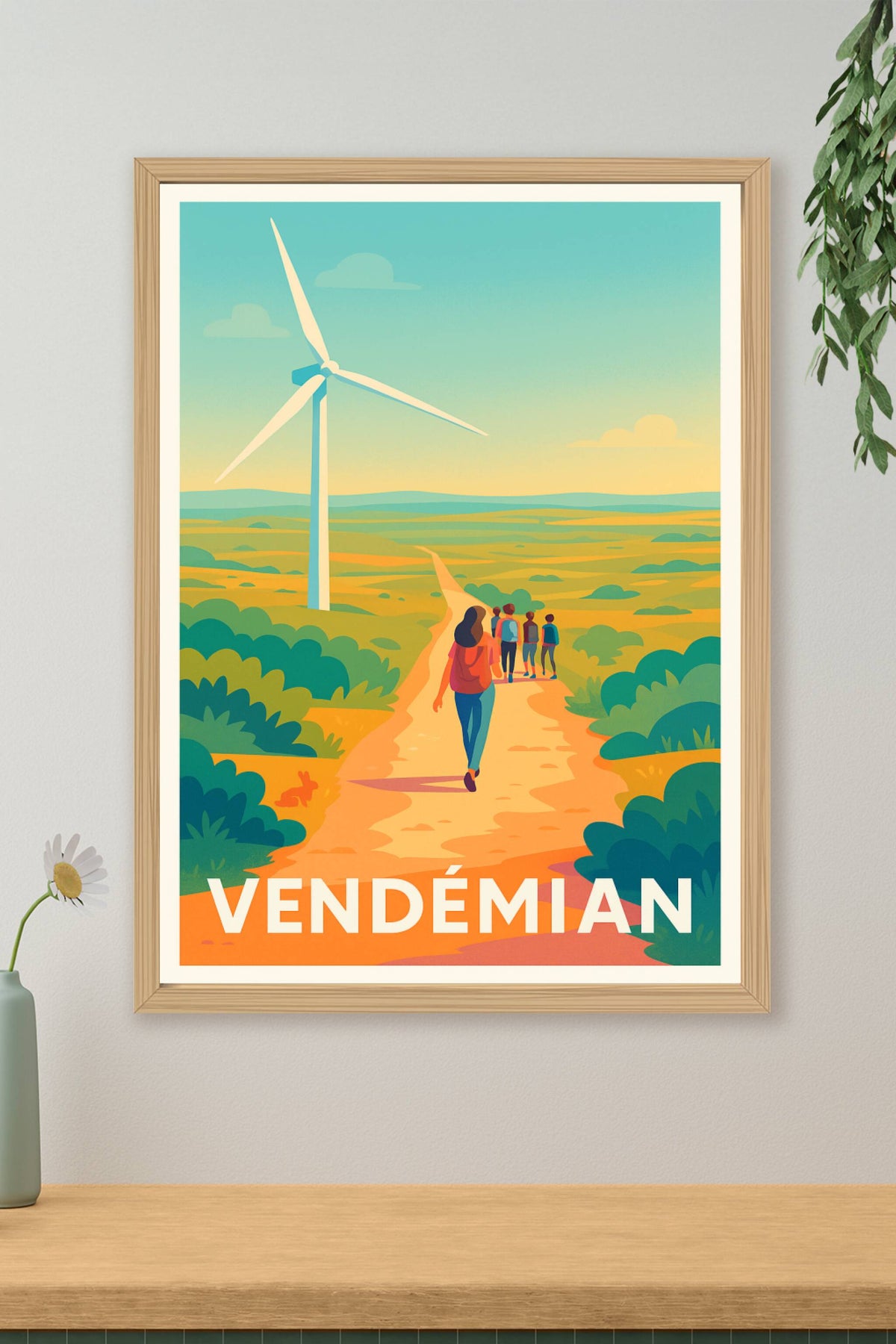 Affiche Vendémian — Promenade en plein air au cœur des paysages vallonnés · poster d'art de Vendémian