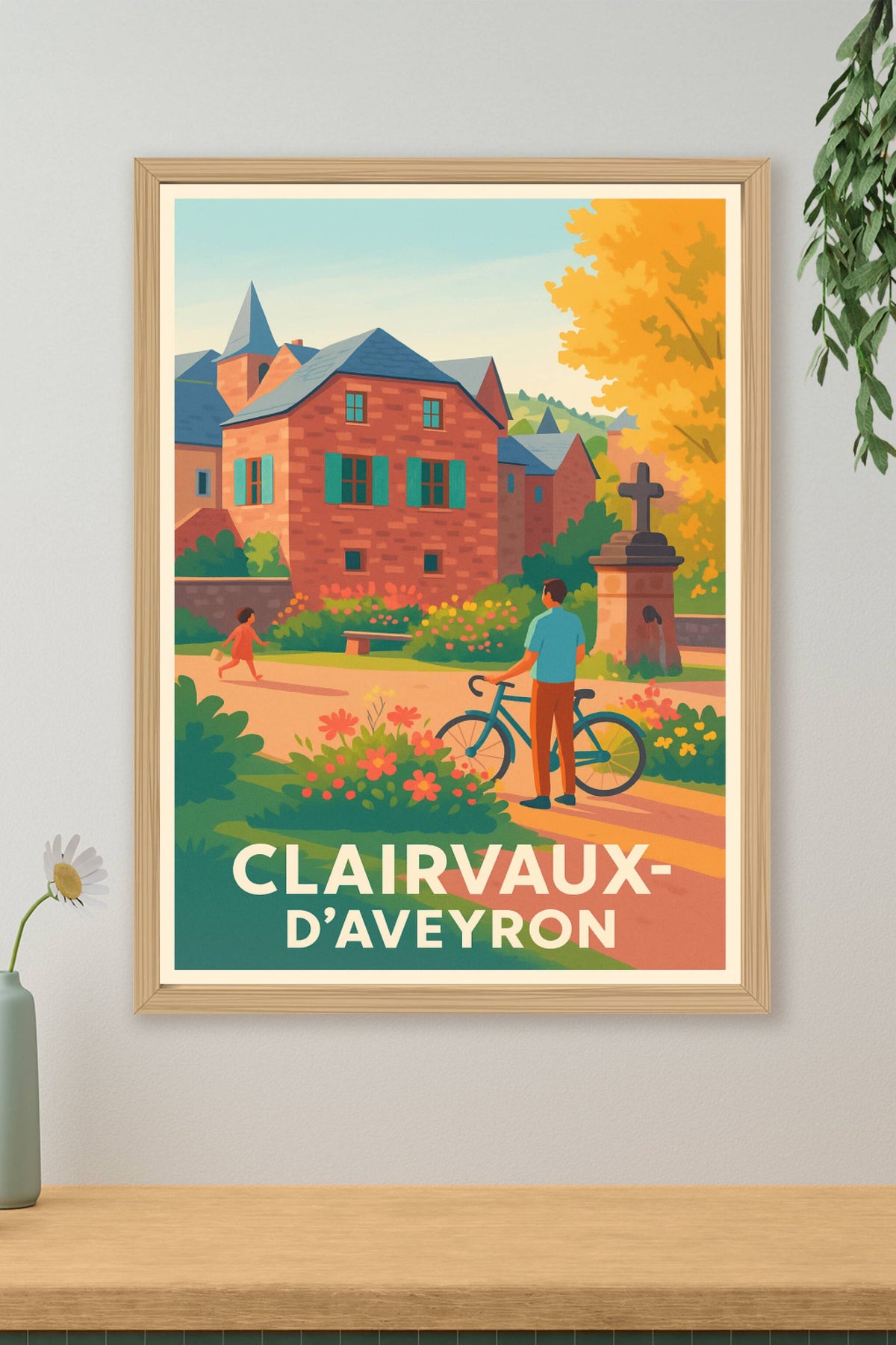 Affiche Clairvaux-d'Aveyron — Charme et sérénité au cœur du village · poster d'art de Clairvaux-d'Aveyron
