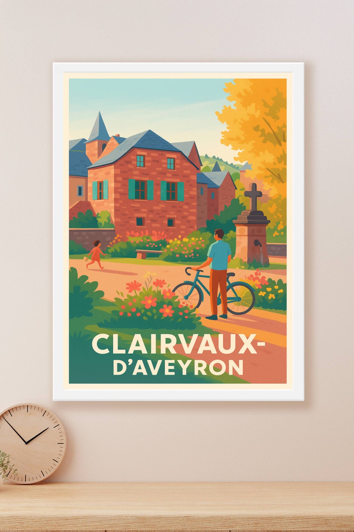 Affiche Clairvaux-d'Aveyron — Charme et sérénité au cœur du village · poster d'art de Clairvaux-d'Aveyron