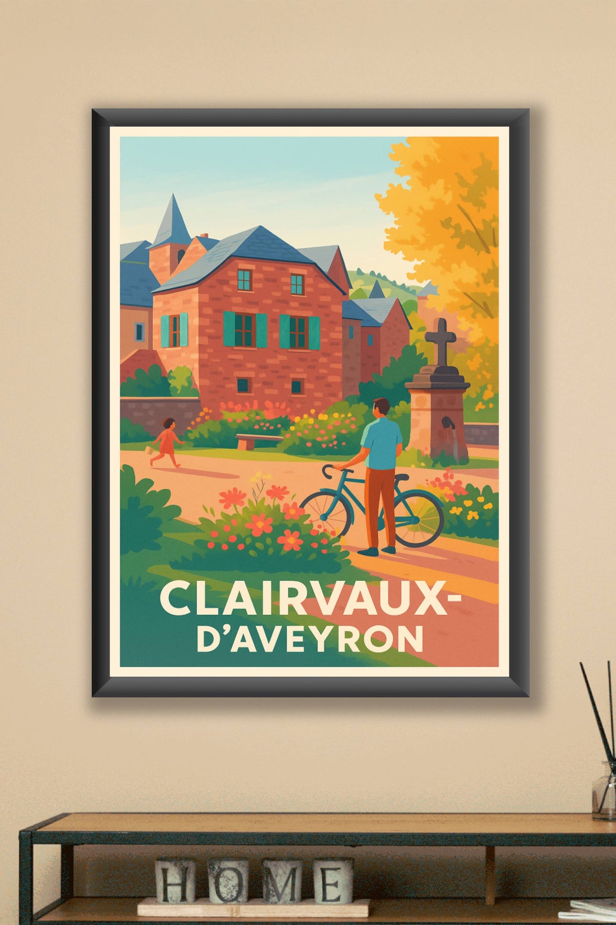 Affiche Clairvaux-d'Aveyron — Charme et sérénité au cœur du village · poster d'art de Clairvaux-d'Aveyron