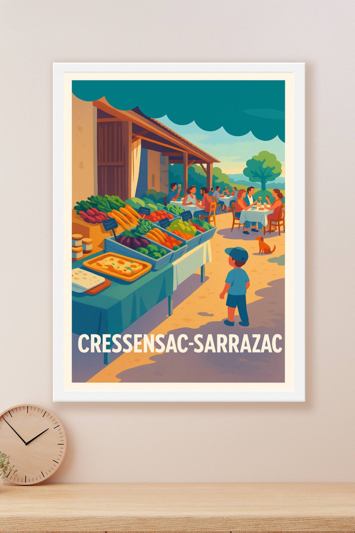 Affiche Cressensac-Sarrazac — Ambiance conviviale et marché local · poster d'art de Cressensac-Sarrazac