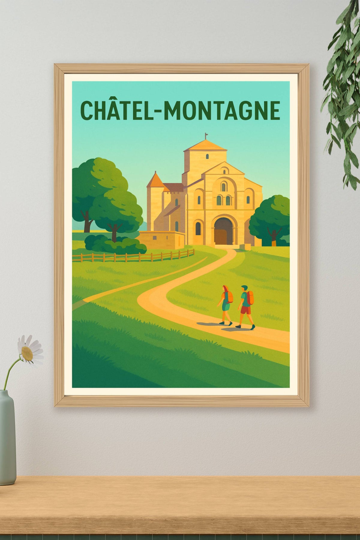 Affiche Châtel-Montagne — Escapade bucolique en Auvergne · poster d'art de Châtel-Montagne