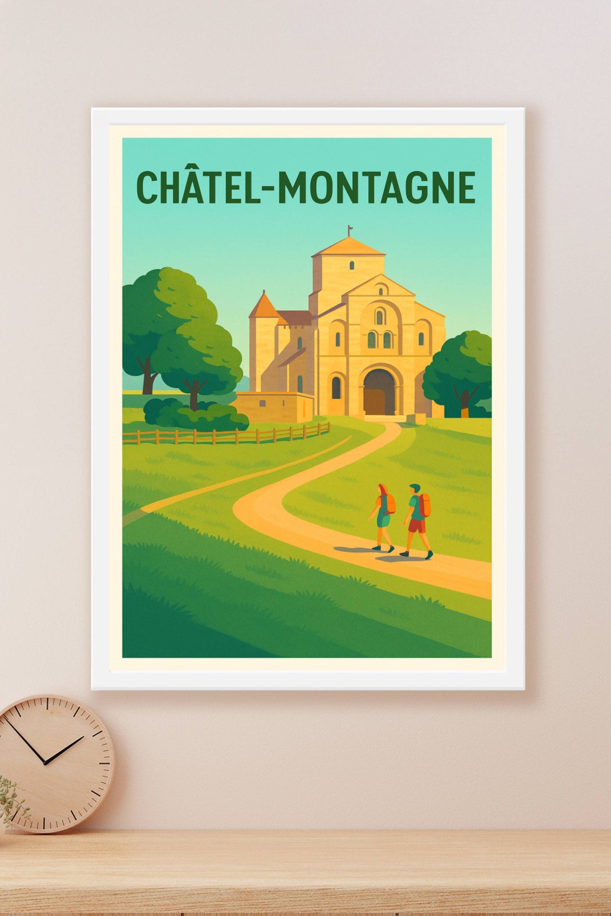 Affiche Châtel-Montagne — Escapade bucolique en Auvergne · poster d'art de Châtel-Montagne