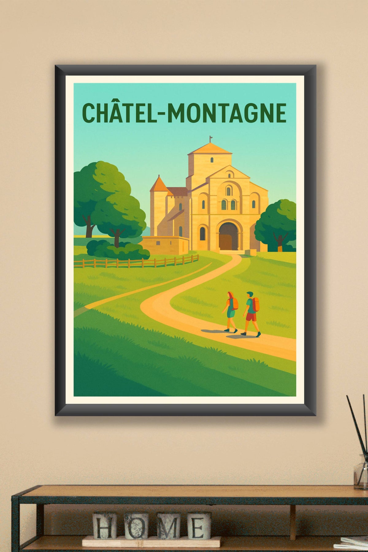 Affiche Châtel-Montagne — Escapade bucolique en Auvergne · poster d'art de Châtel-Montagne
