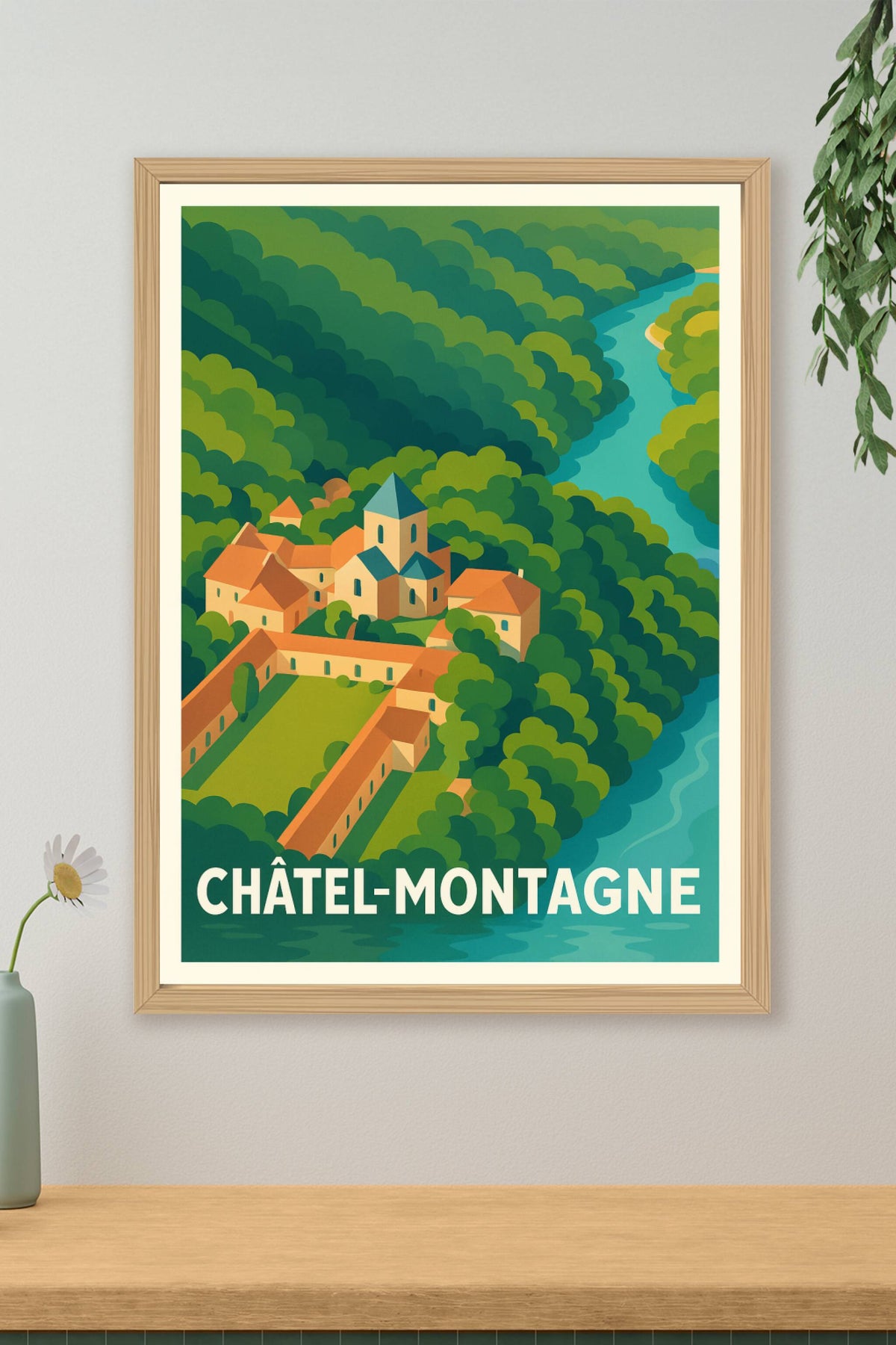 Affiche Châtel-Montagne — Tranquillité et charme rural · poster d'art de Châtel-Montagne