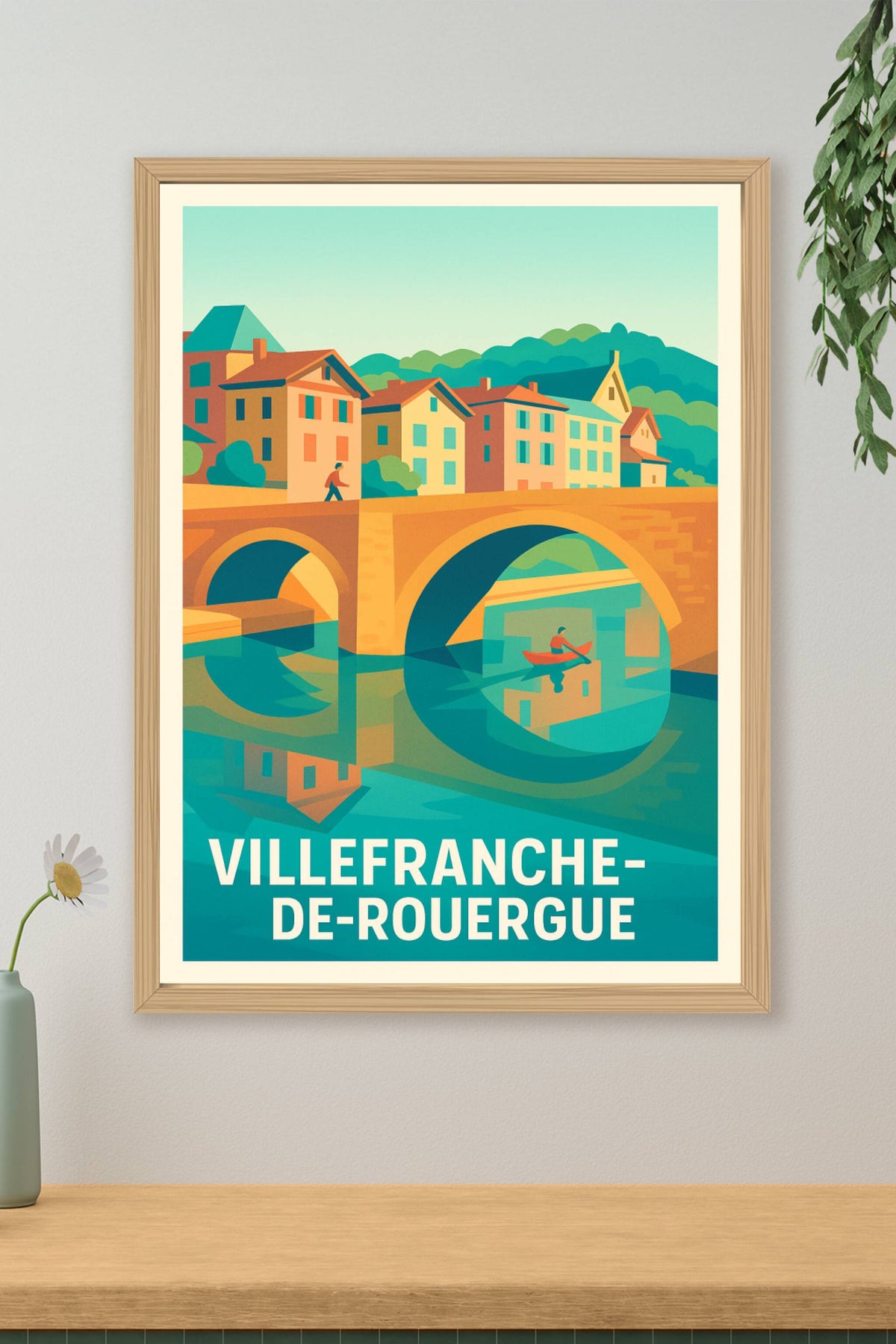 Affiche Villefranche-de-Rouergue — Charme pittoresque et sérénité · poster d'art de Villefranche-de-Rouergue