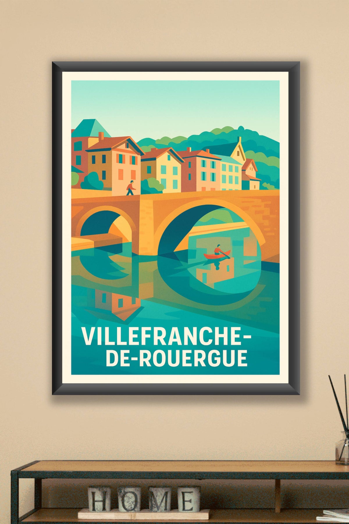 Affiche Villefranche-de-Rouergue — Charme pittoresque et sérénité · poster d'art de Villefranche-de-Rouergue