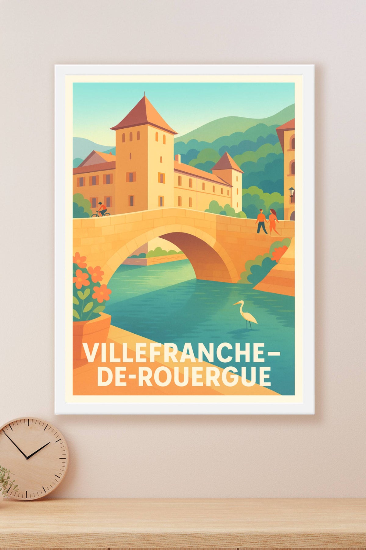 Affiche Villefranche-de-Rouergue — Charme et sérénité en Midi-Pyrénées · poster d'art de Villefranche-de-Rouergue