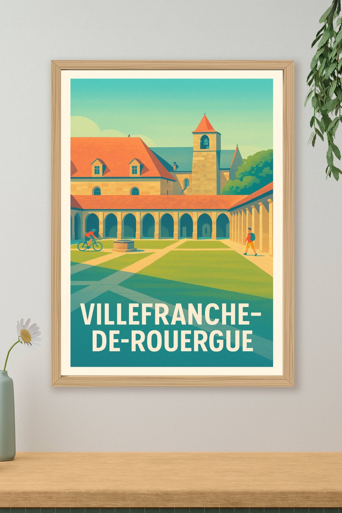 Affiche Villefranche-de-Rouergue — Charme et Sérénité d'un Cloître Médiéval · poster d'art de Villefranche-de-Rouergue