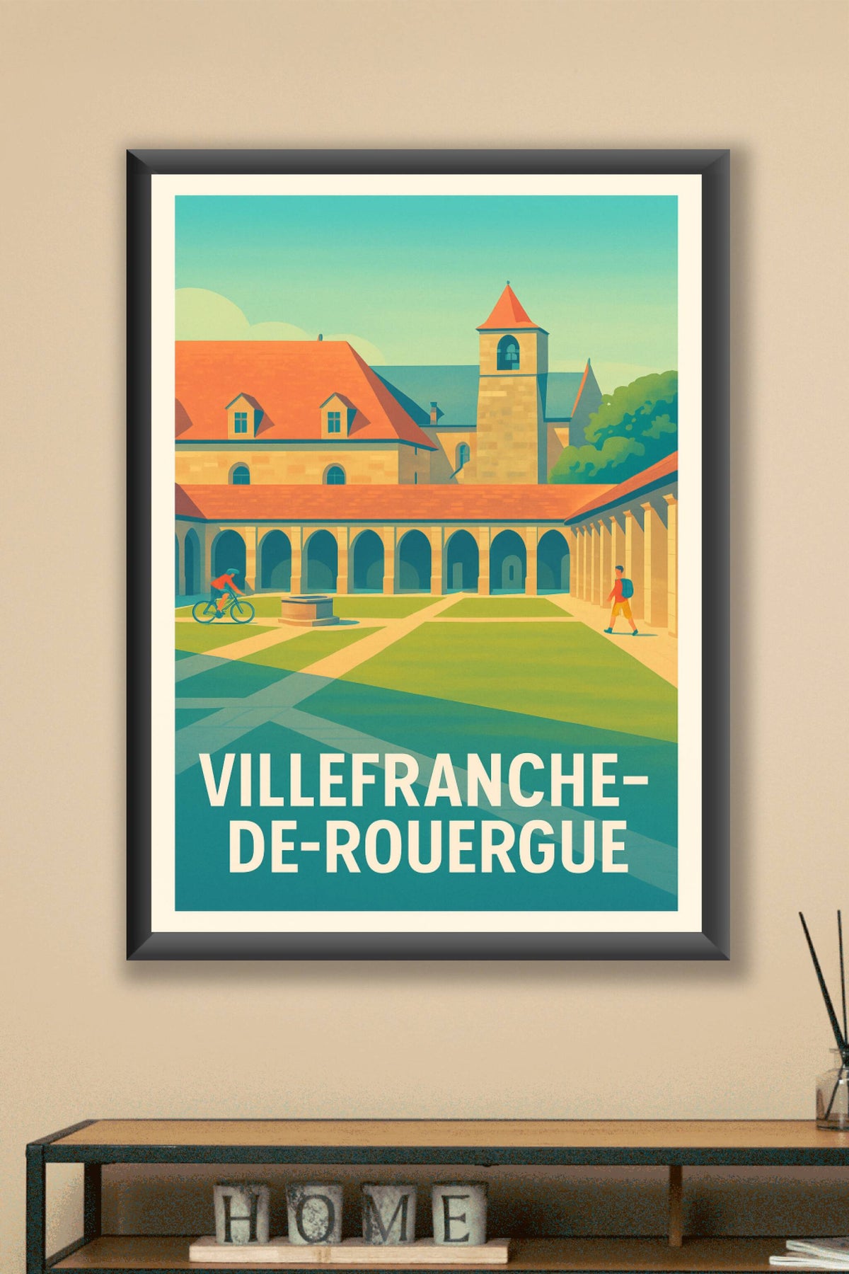 Affiche Villefranche-de-Rouergue — Charme et Sérénité d'un Cloître Médiéval · poster d'art de Villefranche-de-Rouergue