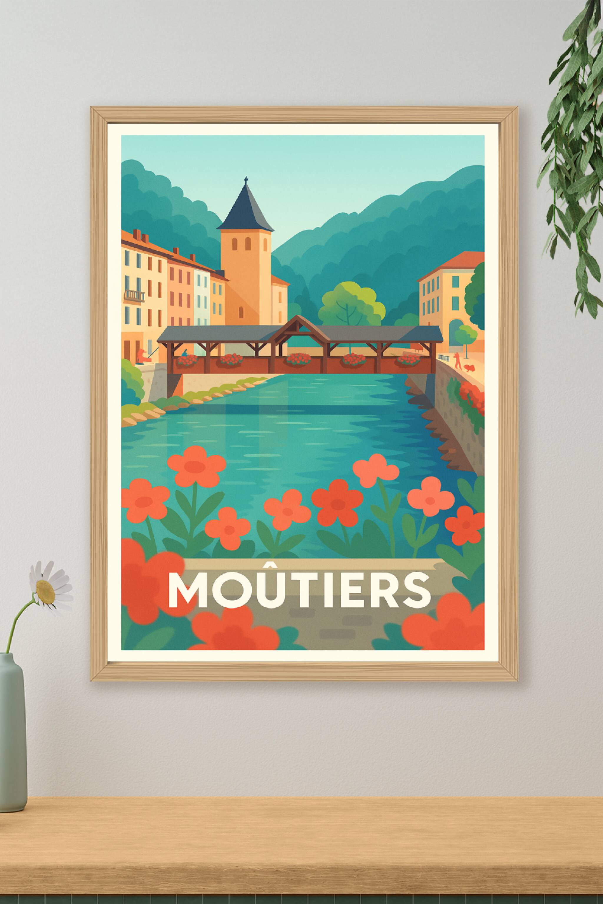 Affiche de Moûtiers - Charme pittoresque des Alpes