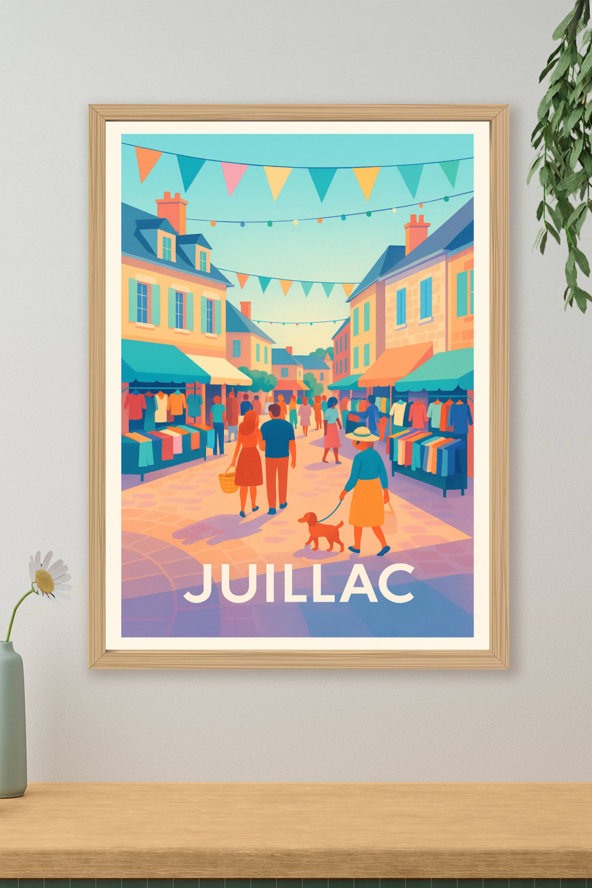 Affiche de Juillac - Ambiance de marché animée en lumière douce