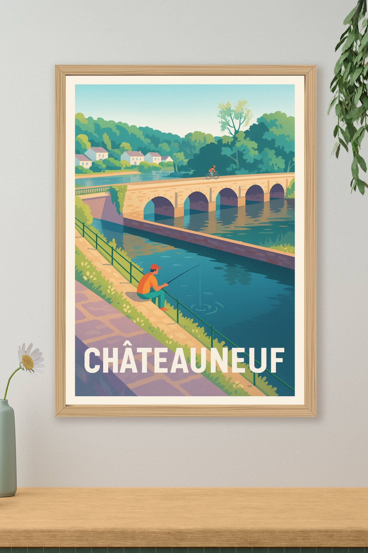 Affiche Châteauneuf — Tranquillité au bord de l'eau · poster d'art de Châteauneuf