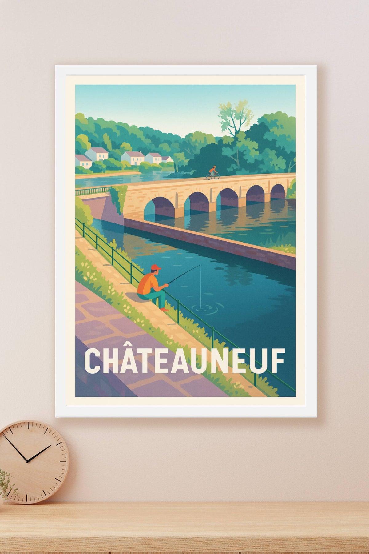 Affiche Châteauneuf — Tranquillité au bord de l'eau · poster d'art de Châteauneuf