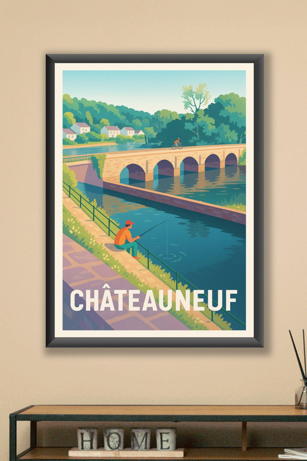 Affiche Châteauneuf — Tranquillité au bord de l'eau · poster d'art de Châteauneuf