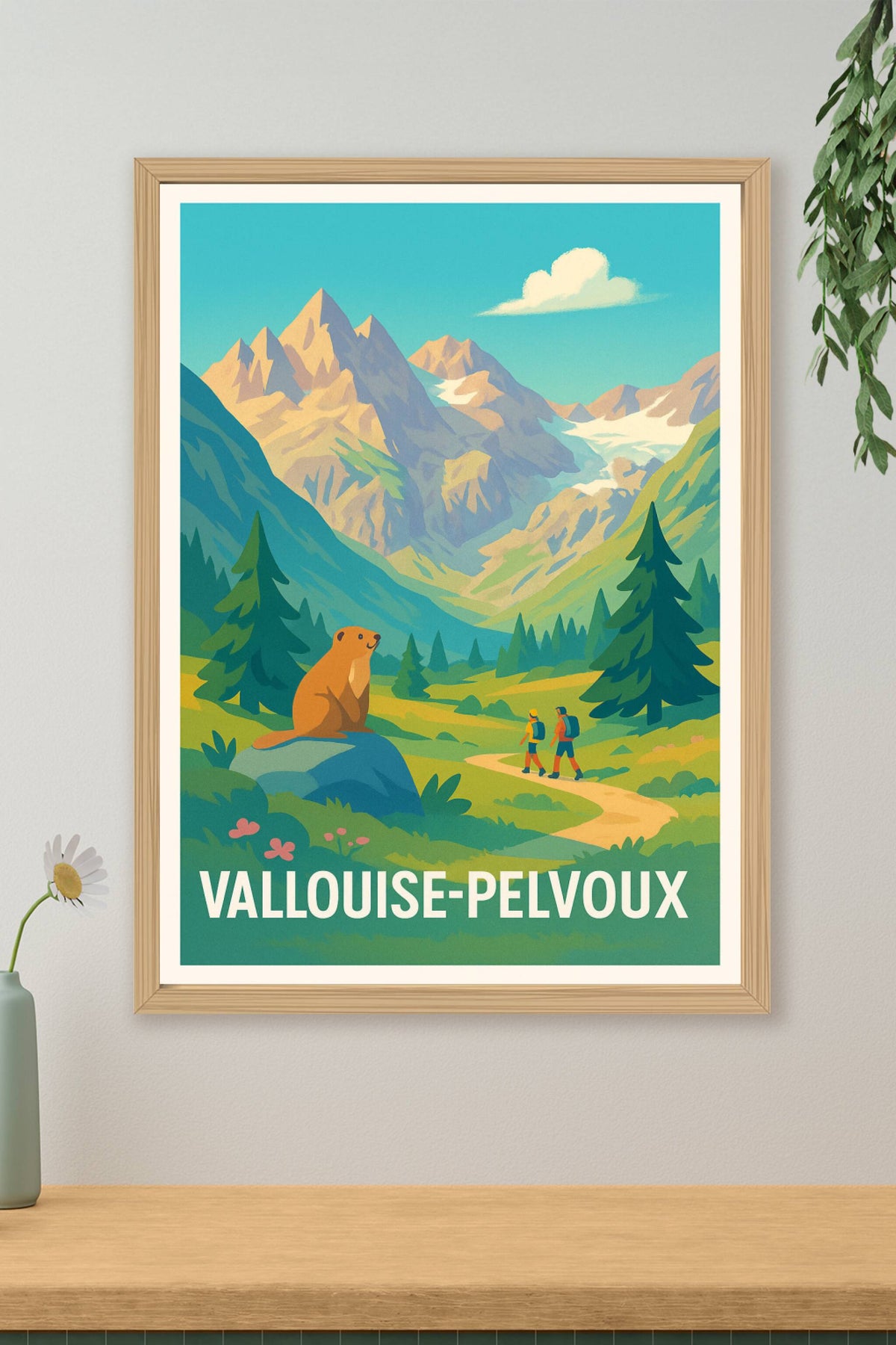 Affiche Vallouise-Pelvoux — Escapade nature au cœur des montagnes · poster d'art de Vallouise-Pelvoux