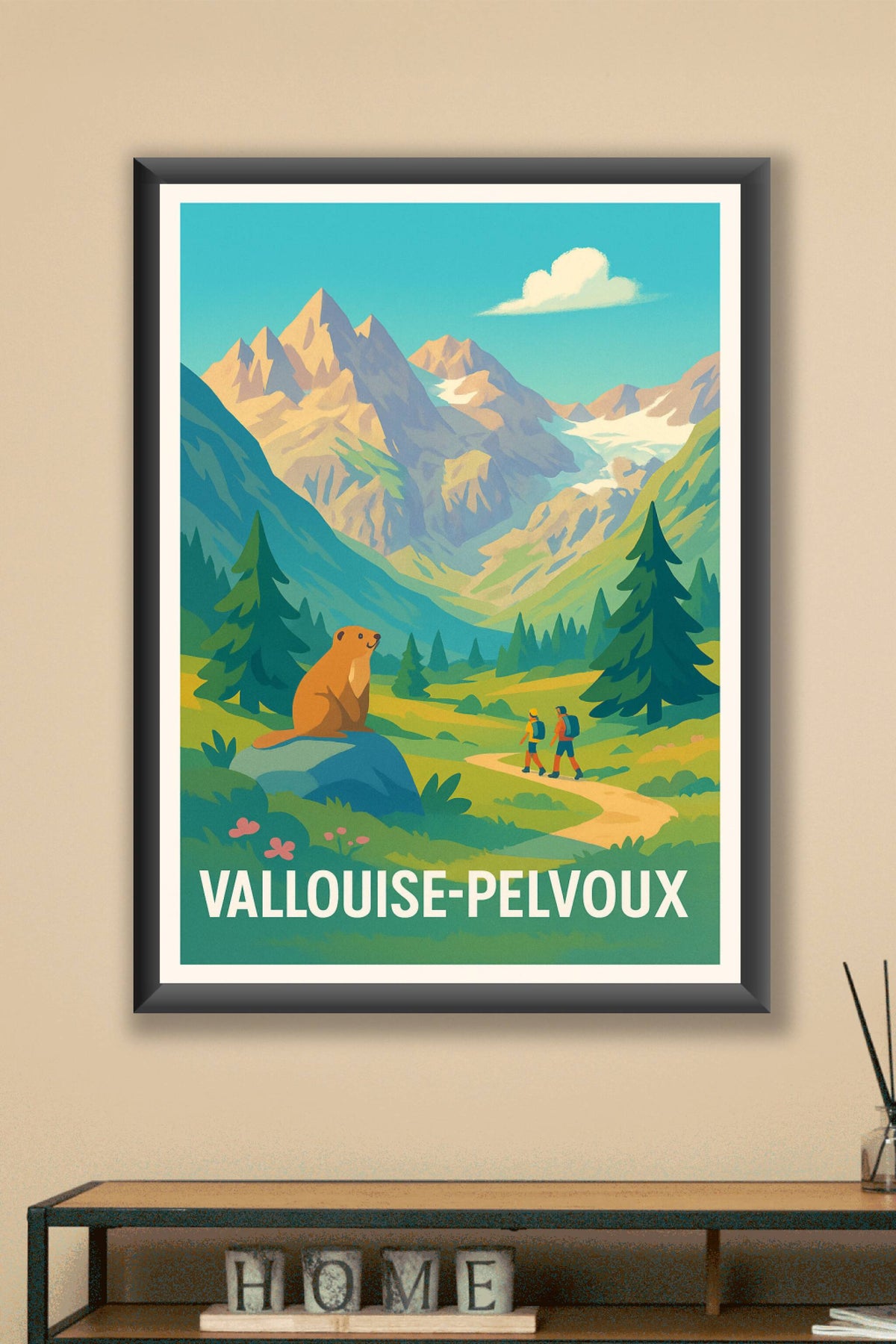 Affiche Vallouise-Pelvoux — Escapade nature au cœur des montagnes · poster d'art de Vallouise-Pelvoux