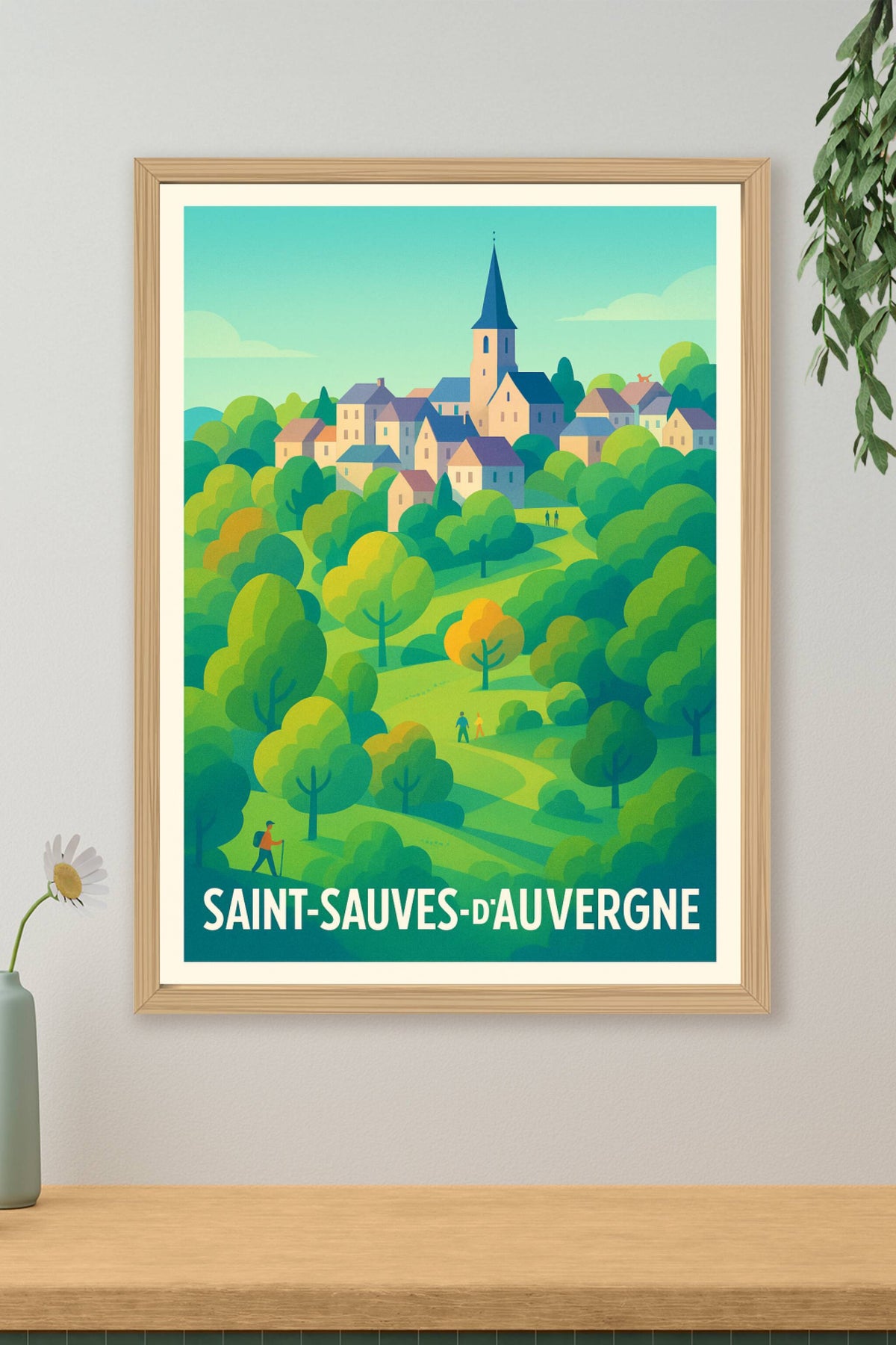 Affiche Saint-Sauves-d'Auvergne — Escapade bucolique en pleine nature · poster d'art de Saint-Sauves-d'Auvergne