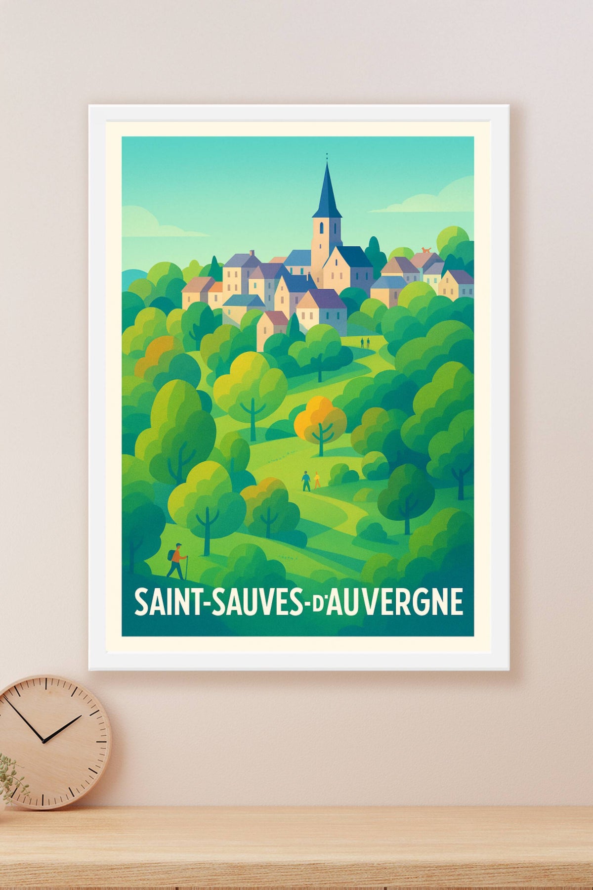 Affiche Saint-Sauves-d'Auvergne — Escapade bucolique en pleine nature · poster d'art de Saint-Sauves-d'Auvergne