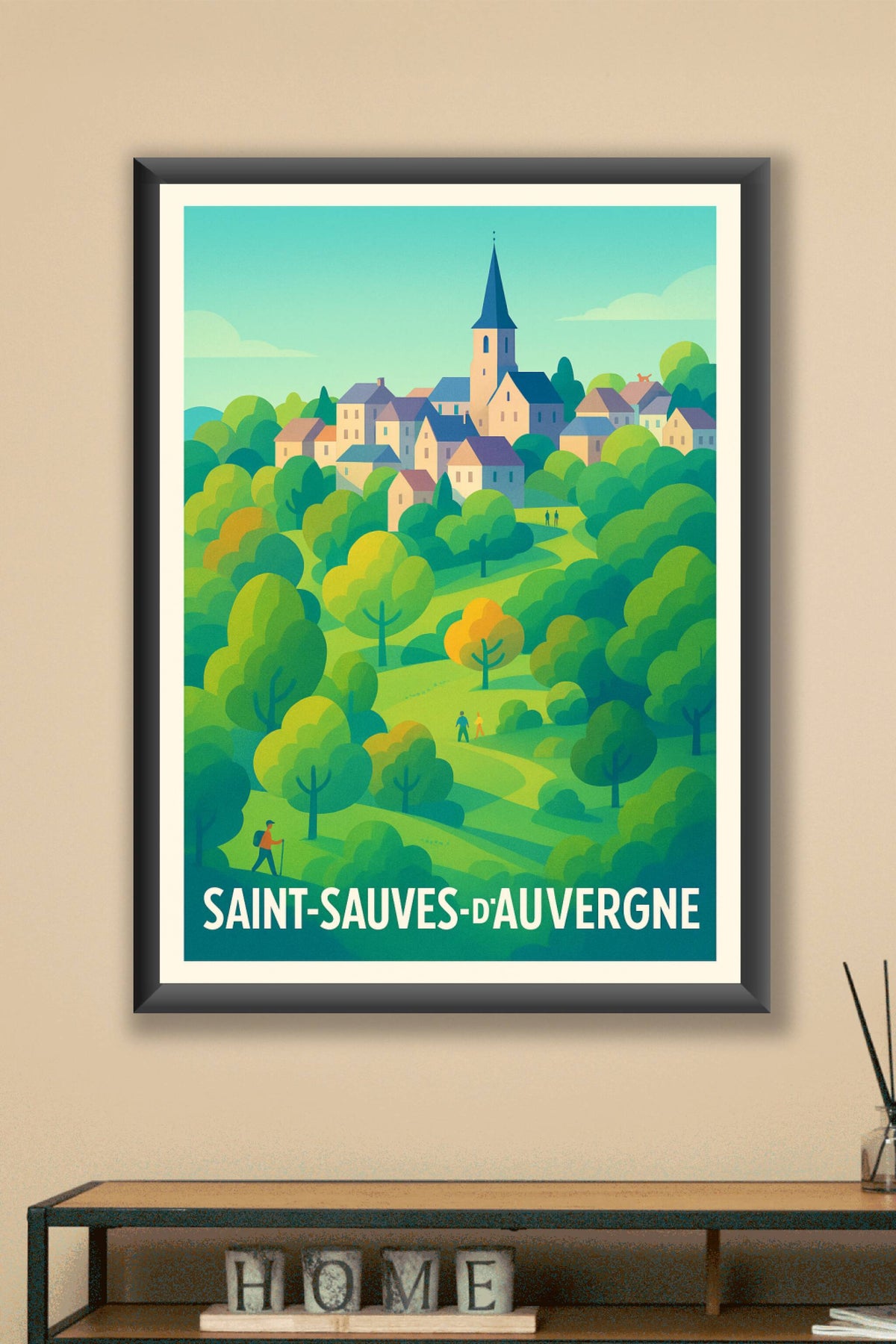 Affiche Saint-Sauves-d'Auvergne — Escapade bucolique en pleine nature · poster d'art de Saint-Sauves-d'Auvergne